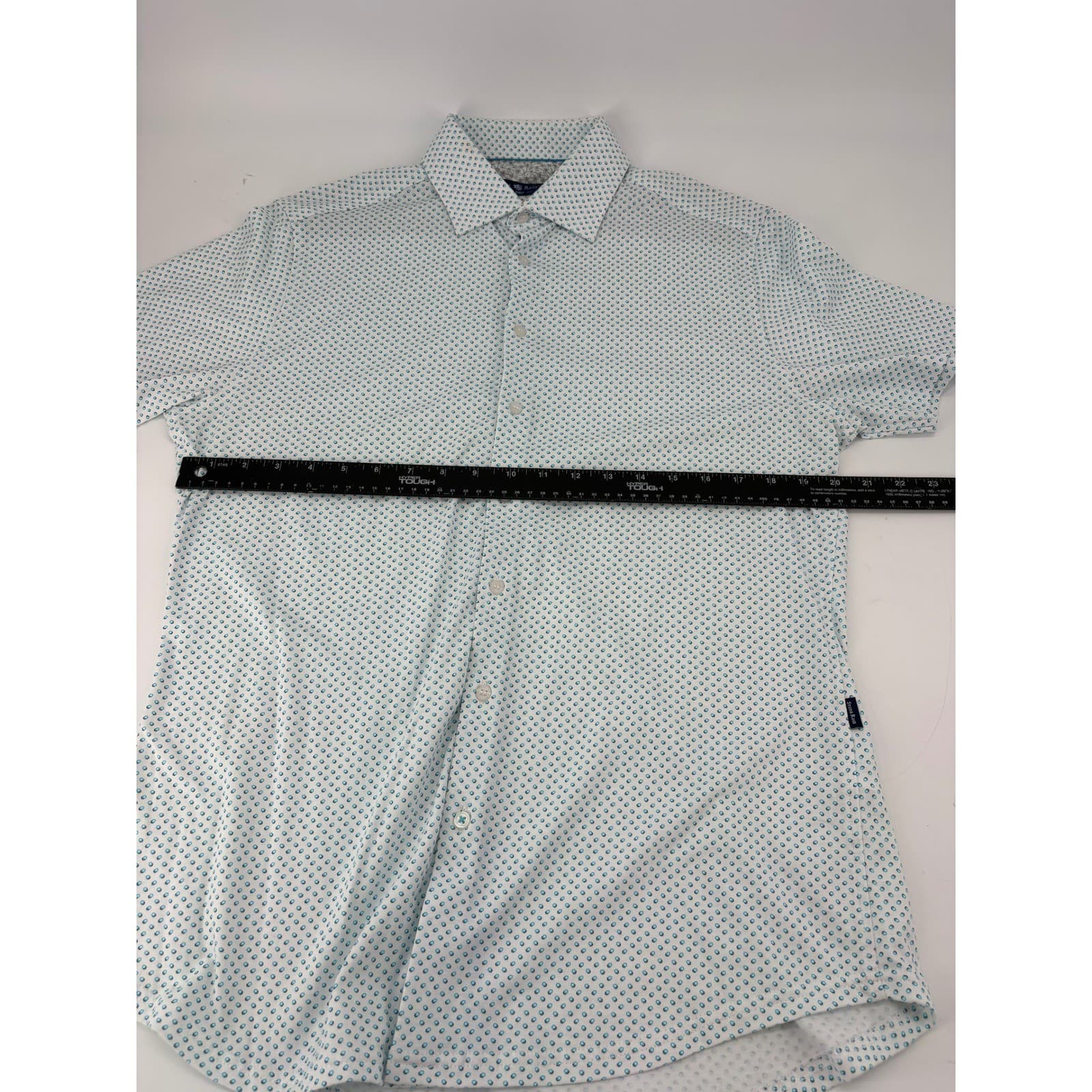 Stone Rose Button Up Mens M Shirt Light Blue Polka Dot Short Sleeve CDG 9134-450 - Thumbnail 4