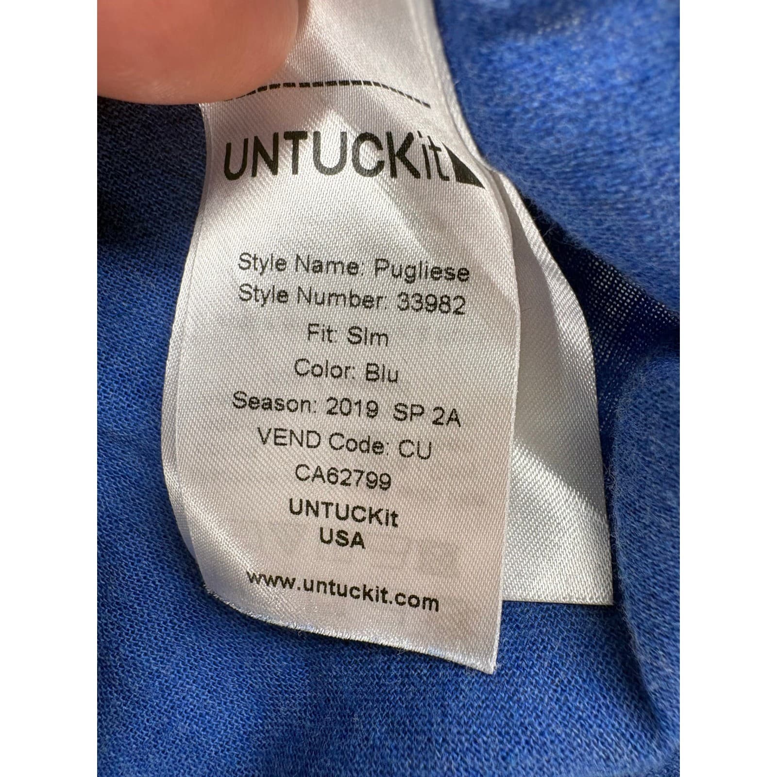 UNTUCKit Pugliese Mens Medium Slim Fit Button Down Shirt Blue Check 33982 - Thumbnail 3