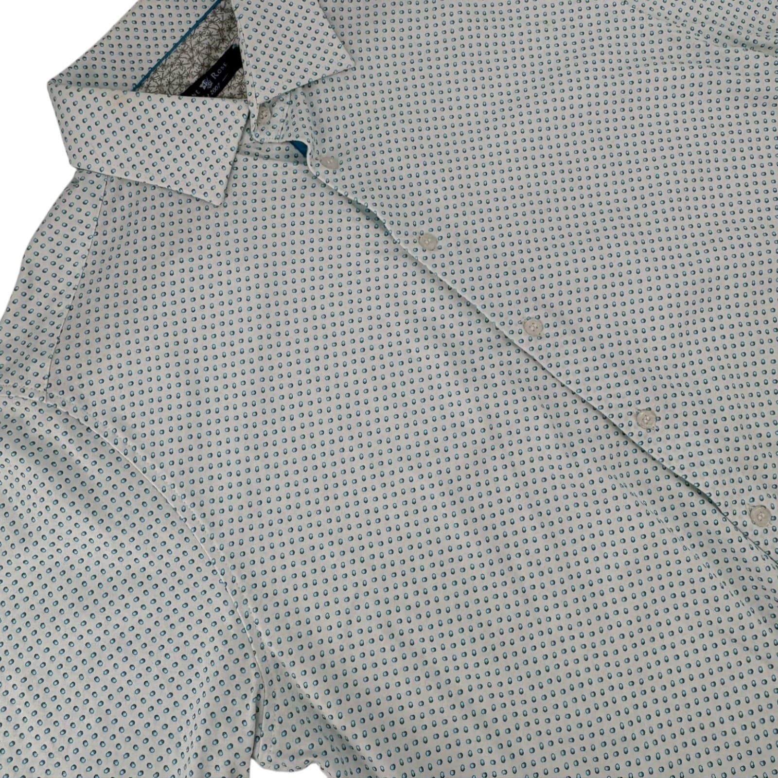 Stone Rose Button Up Mens M Shirt Light Blue Polka Dot Short Sleeve CDG 9134-450