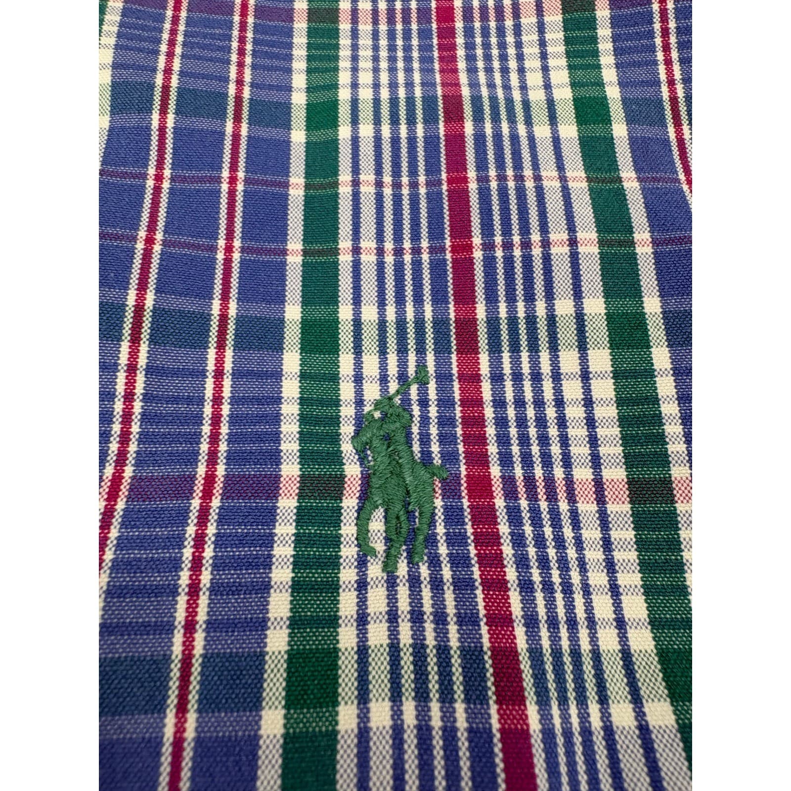 Ralph Lauren Blake Button Down Mens Large Shirt Blue Green Plaid Cotton L/S - Thumbnail 3