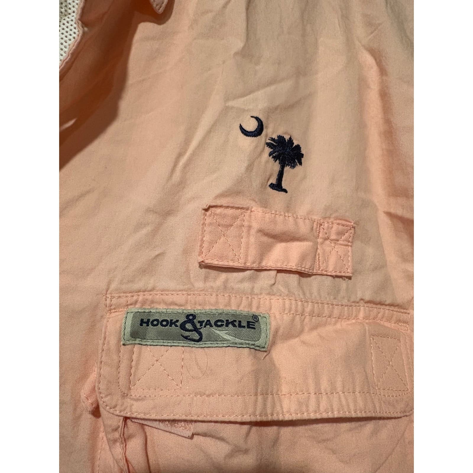 Hook & Tackle Fishing Shirt Vented Short Sleeve Outdoor Palm Tree M - Thumbnail 3