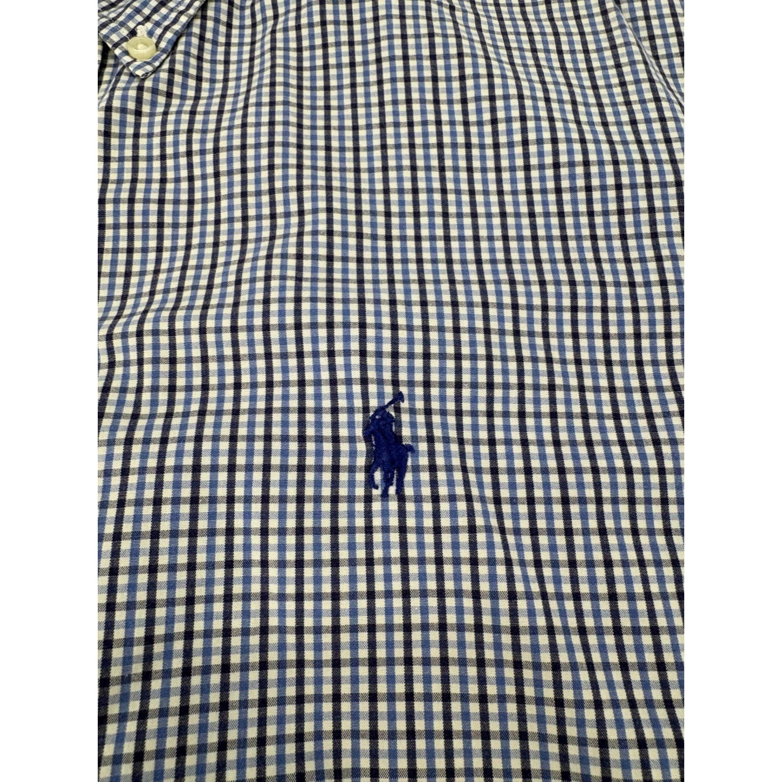 Ralph Lauren Blake Button Down Mens L Shirt Blue White Gingham Plaid Cotton - Thumbnail 4