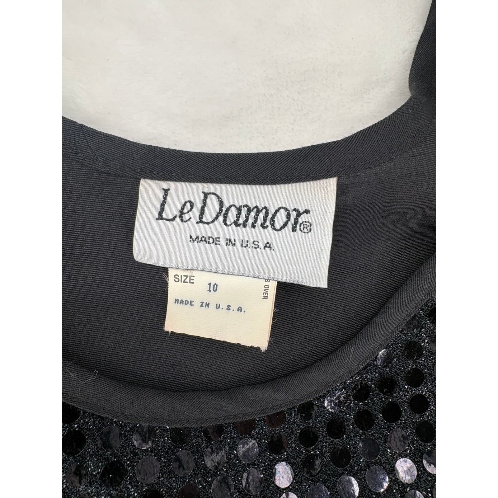 Le Damor 2-Piece Set Womens 10 Shirt Tank Top Multicolor Sequin Colorblock Vtg - Thumbnail 2