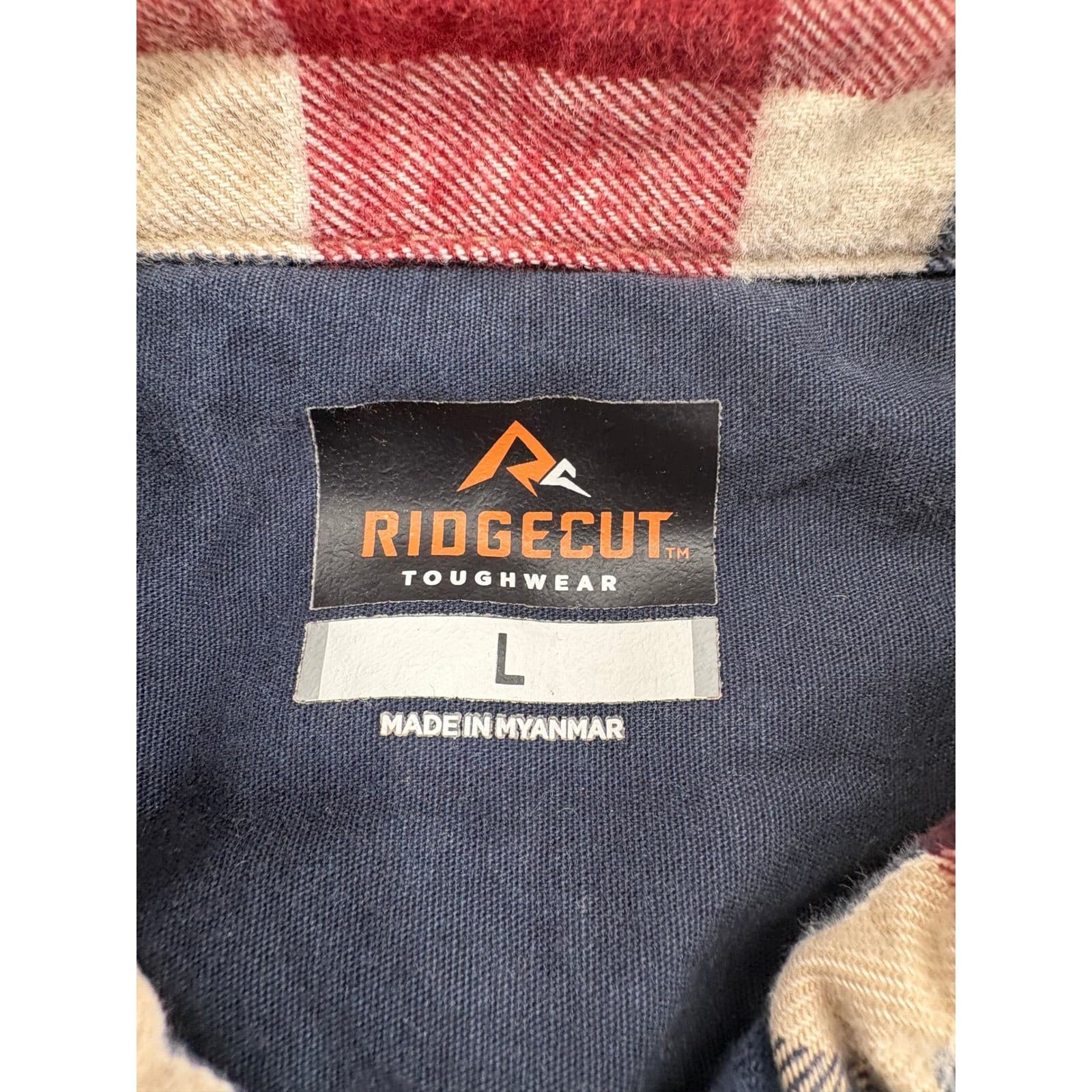Ridgecut Shirt Mens Large Button Down Red Blue Plaid Flannel Toughwear Cotton L - Thumbnail 2