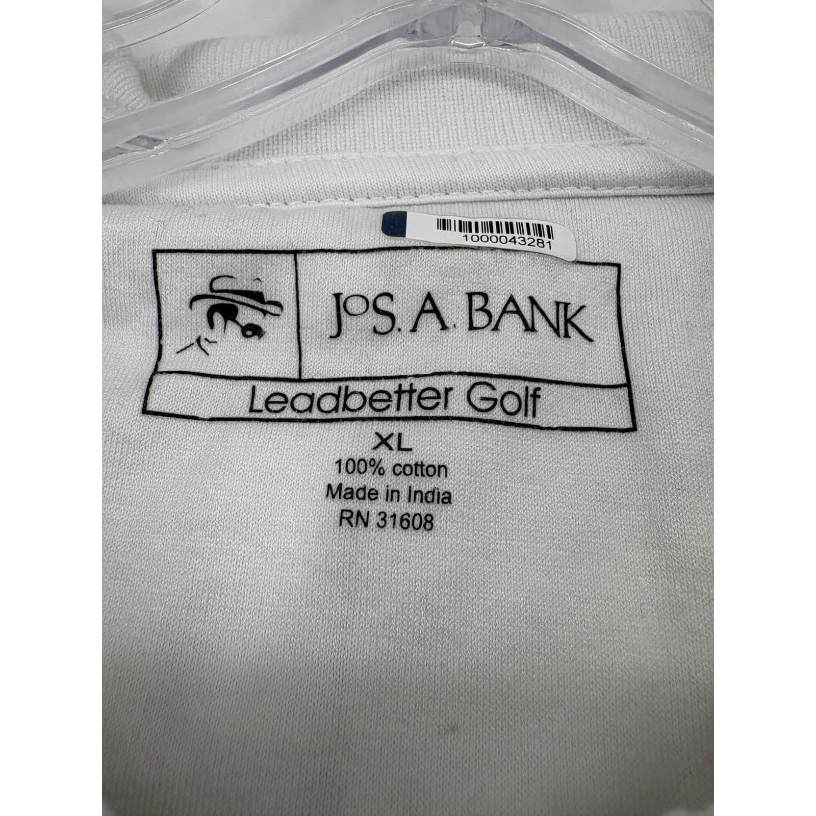 Jos. A. Bank Leadbetter Golf Mens XL Polo Shirt White Plaid Cotton Short Sleeve - Thumbnail 2