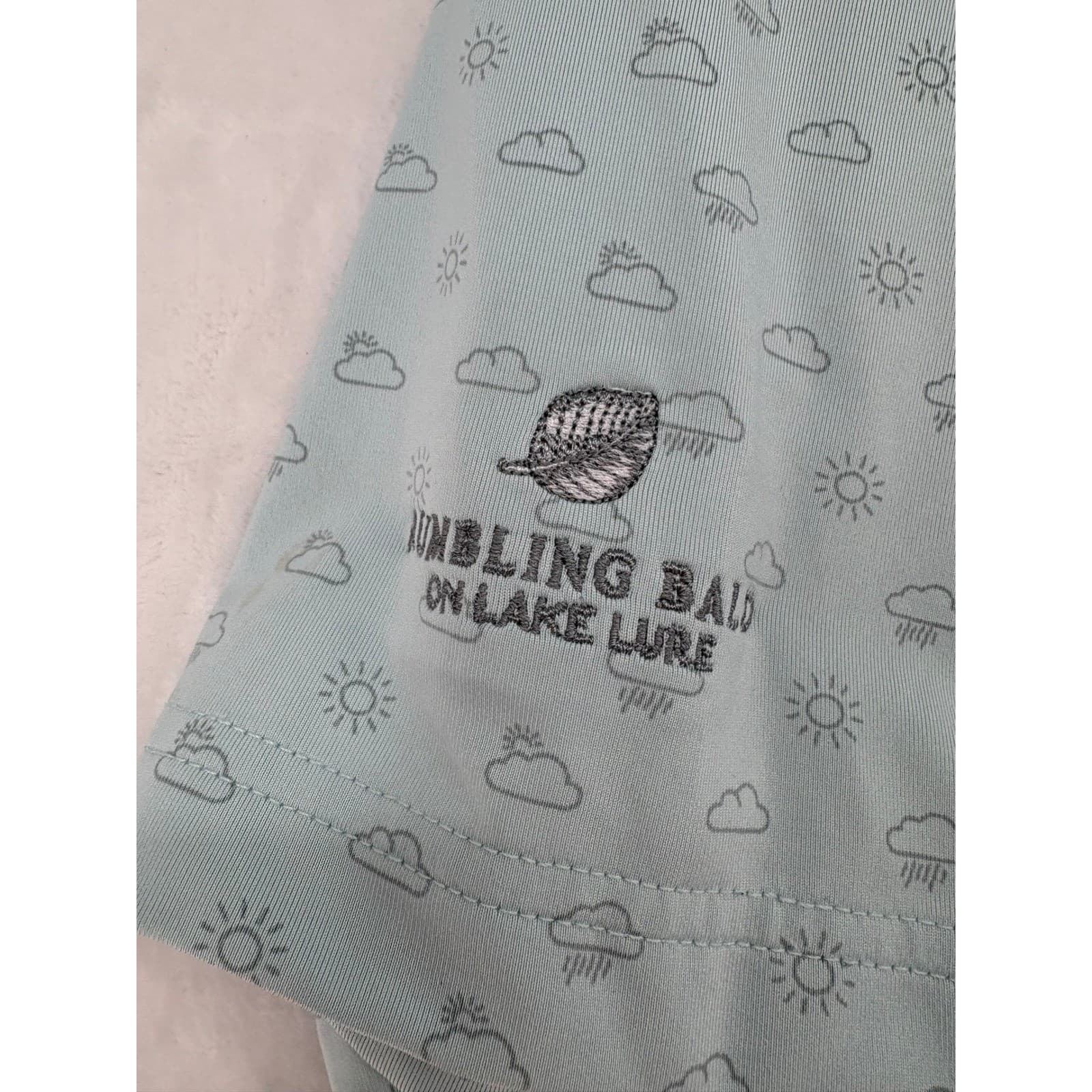 FootJoy Polo Mens Large Polo Light Blue Weather Print Rumbling Bald Lake Lure - Thumbnail 5