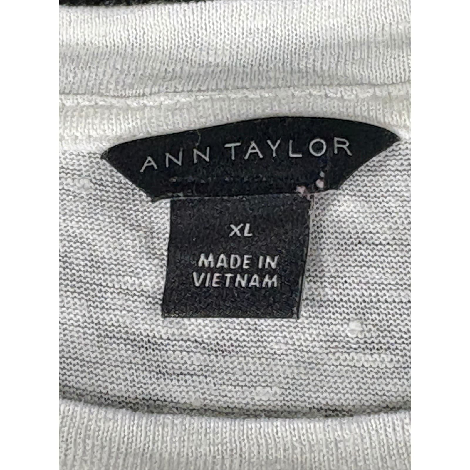 Ann Taylor White Linen Top XL Crochet Trim Short Sleeve Casual Blouse - Thumbnail 2