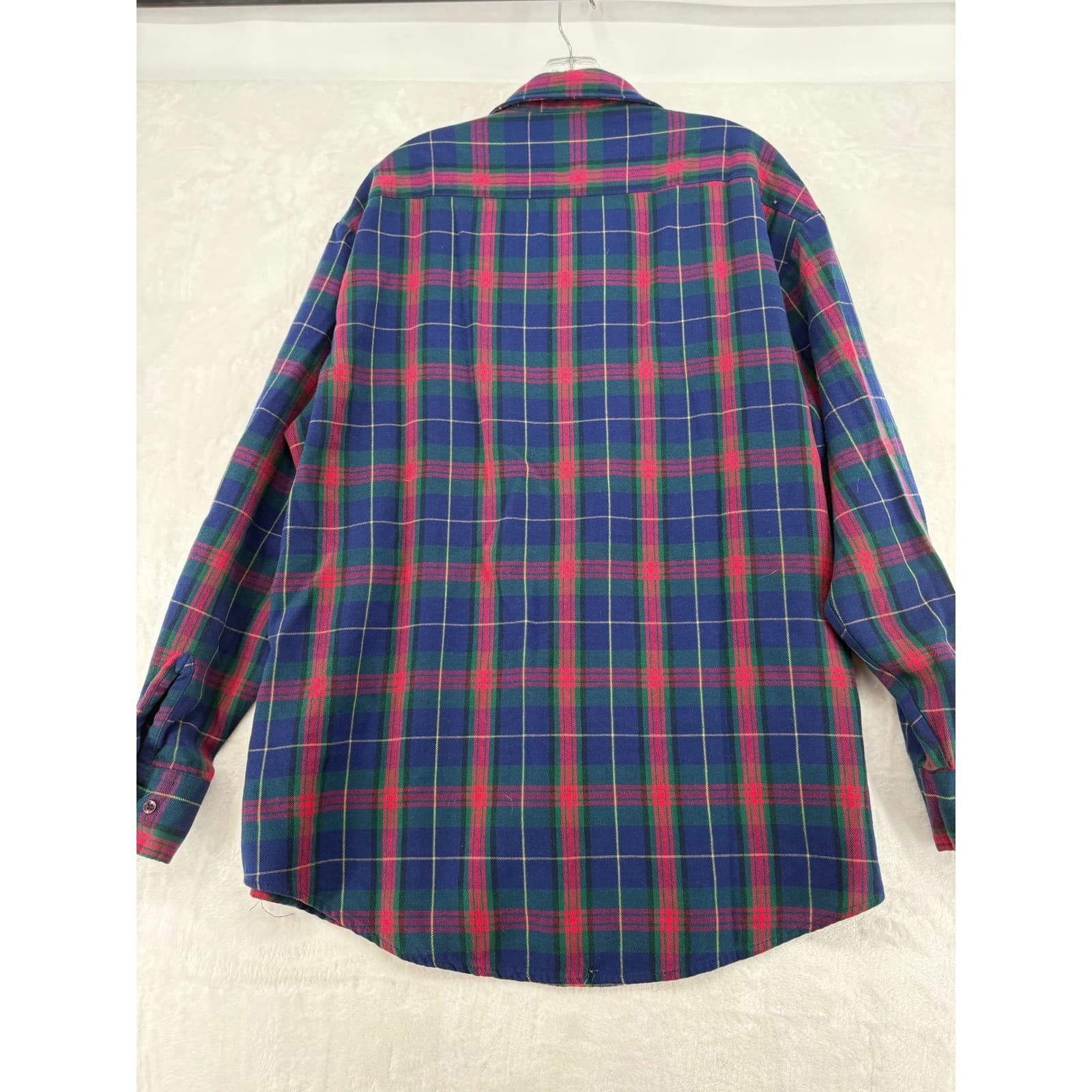 Ozark Trail Button Down Mens XL Shirt Blue Red Green Plaid Flannel Outdoor - Thumbnail 7
