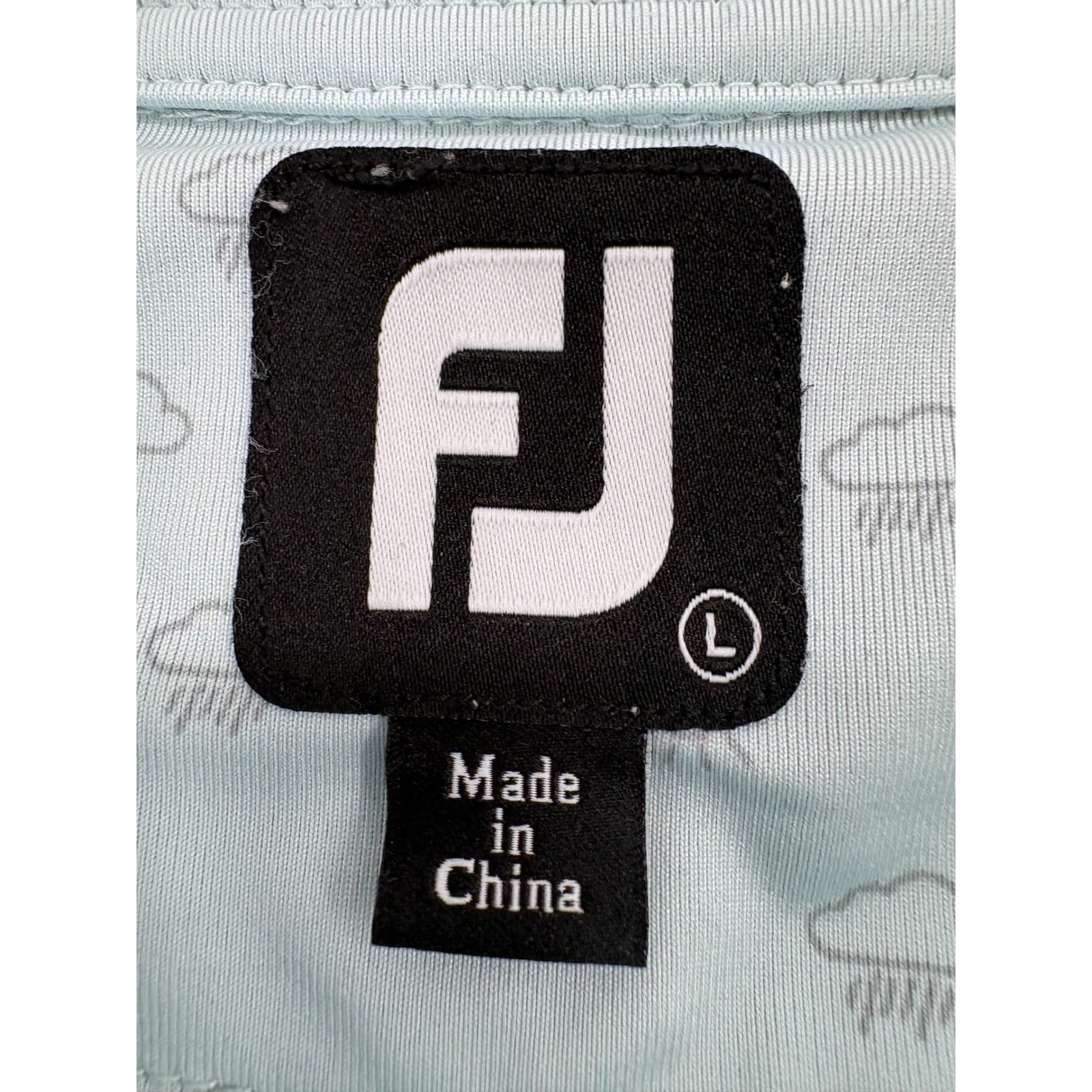 FootJoy Polo Mens Large Polo Light Blue Weather Print Rumbling Bald Lake Lure - Thumbnail 2