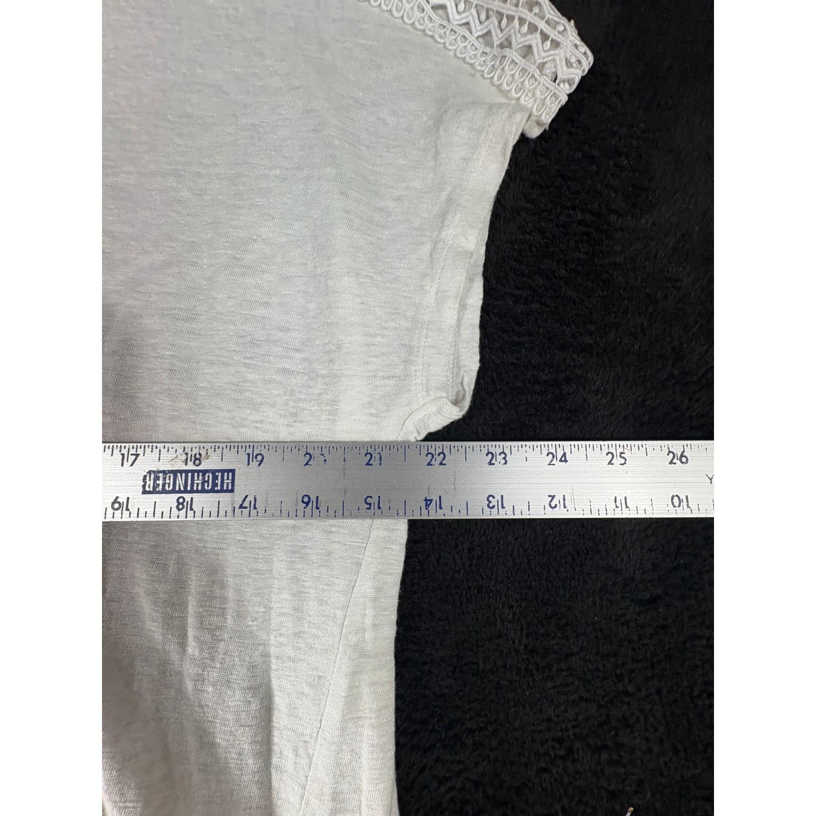 Ann Taylor White Linen Top XL Crochet Trim Short Sleeve Casual Blouse - Thumbnail 4