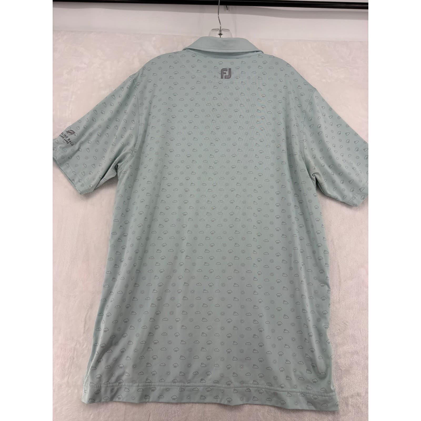 FootJoy Polo Mens Large Polo Light Blue Weather Print Rumbling Bald Lake Lure - Thumbnail 4