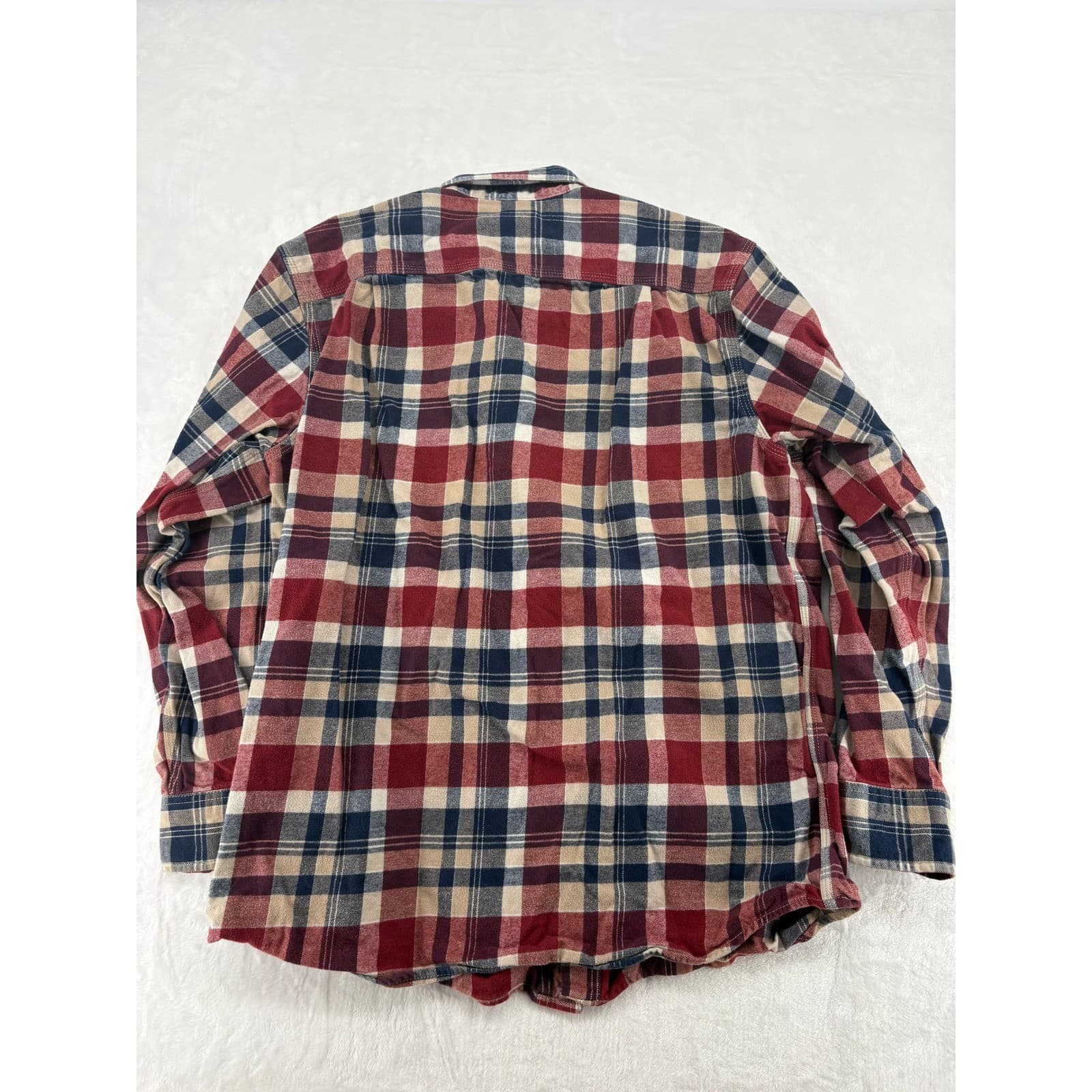Ridgecut Shirt Mens Large Button Down Red Blue Plaid Flannel Toughwear Cotton L - Thumbnail 6