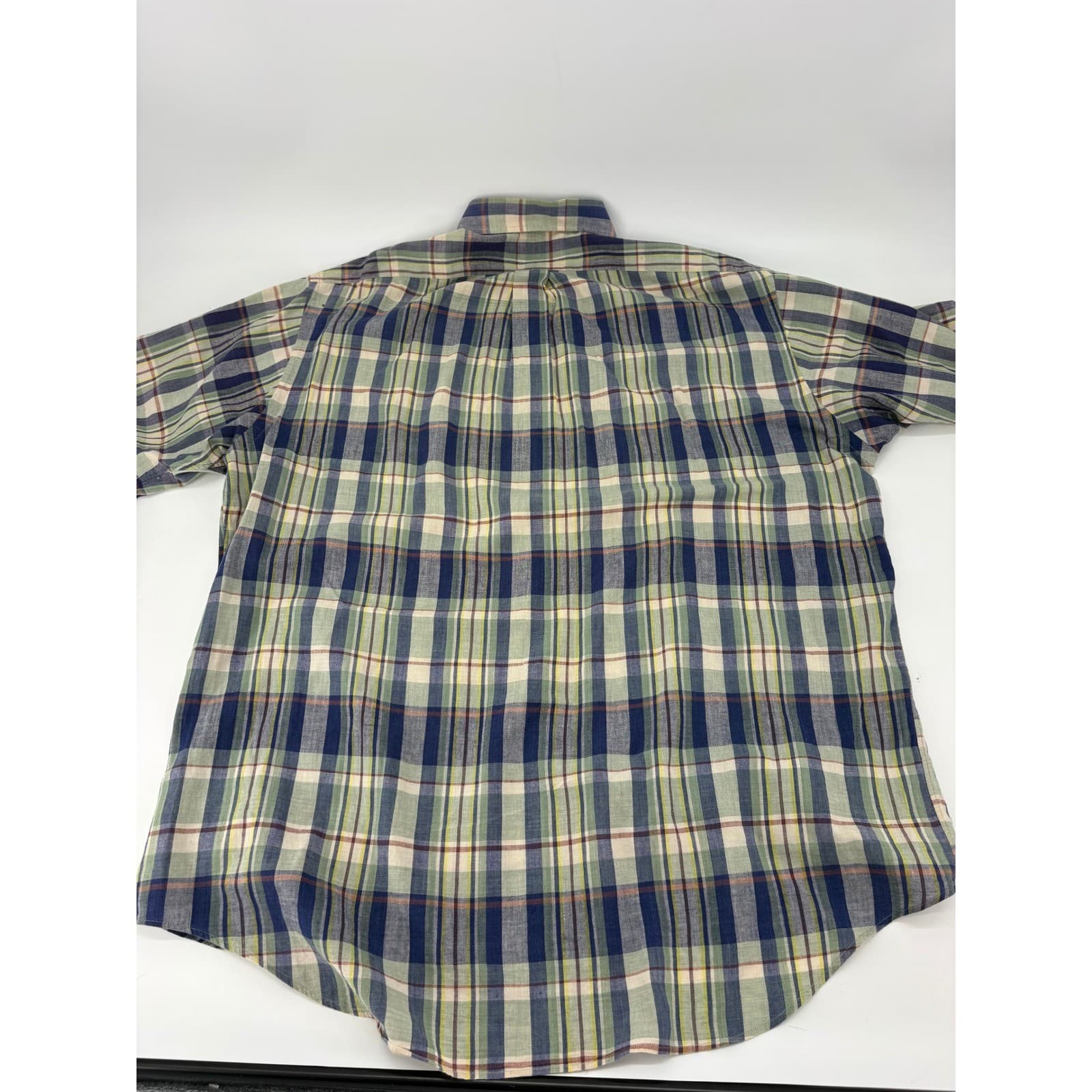 Ralph Lauren Shirt Mens L Short Sleeve Green Blue Plaid Cotton Button Down - Thumbnail 6