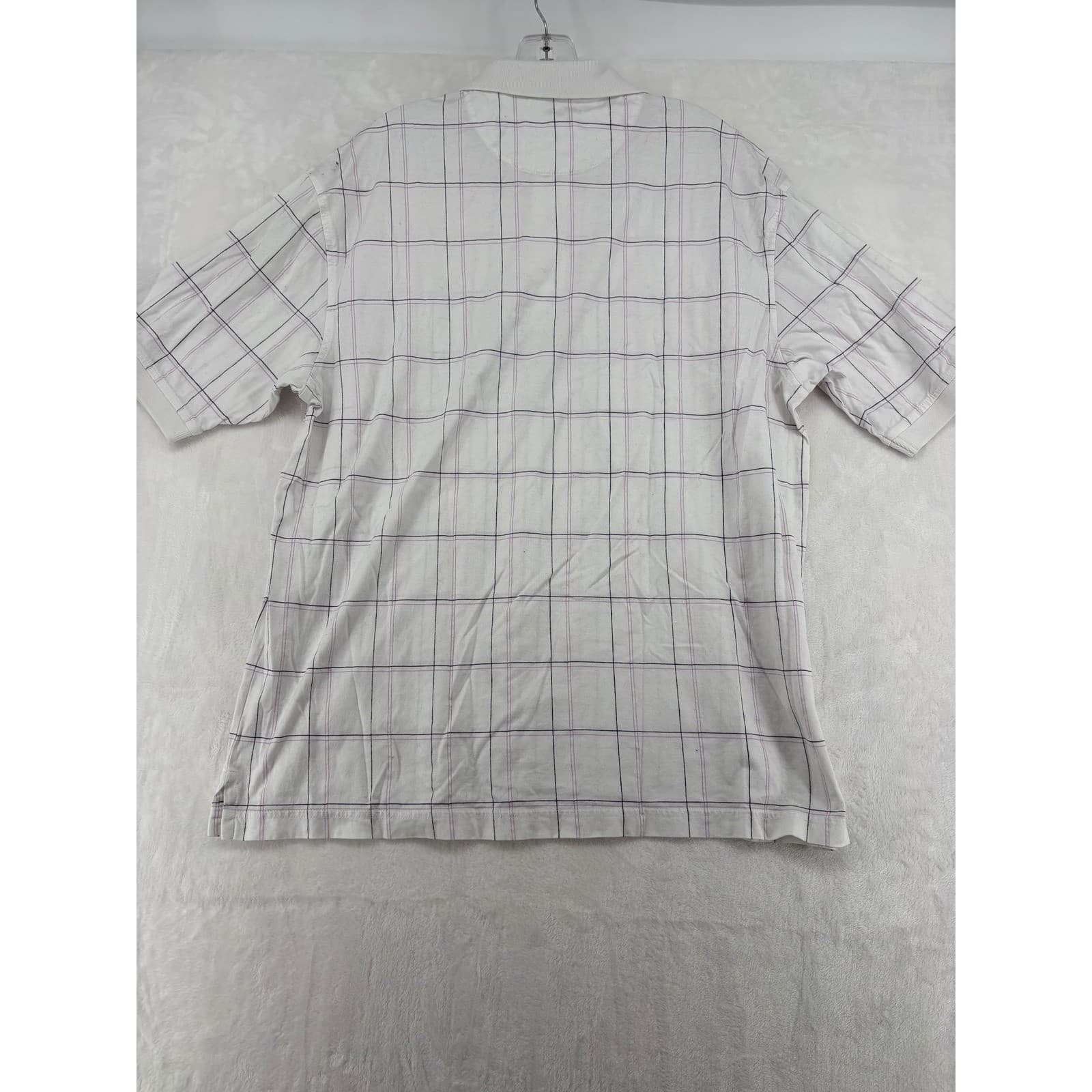 Jos. A. Bank Leadbetter Golf Mens XL Polo Shirt White Plaid Cotton Short Sleeve - Thumbnail 6