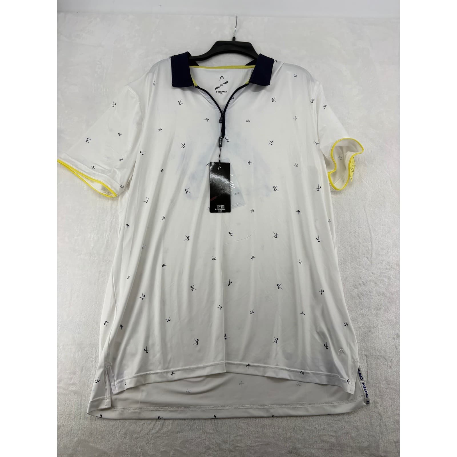 HEAD Golf Polo Mens XXL Shirt White Blue Yellow Jake Performance Stretch NWT