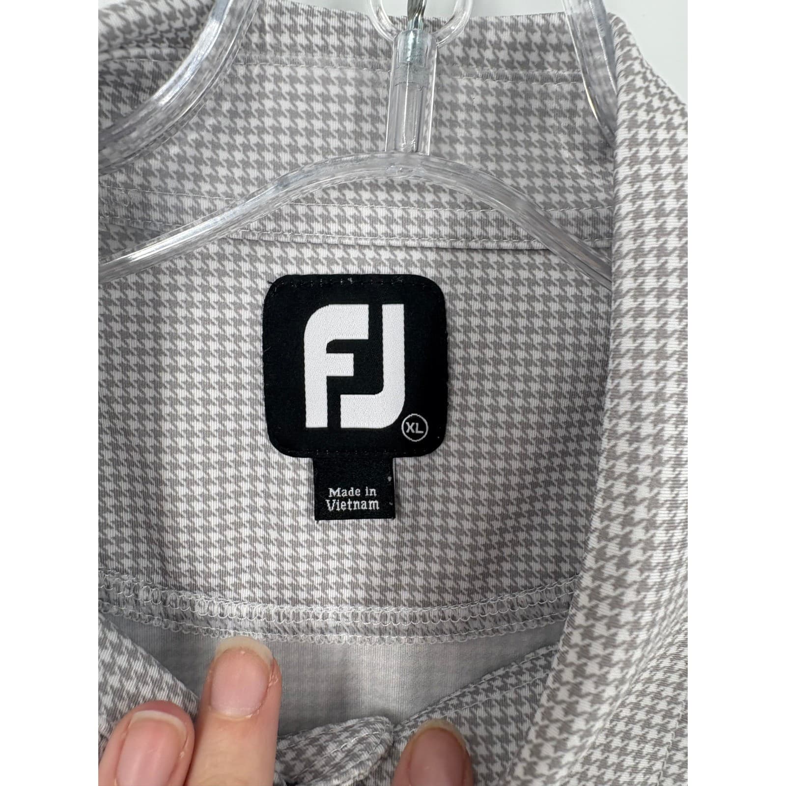 FJ FootJoy Mens Golf Polo Shirt XL Houndstooth DryJoys Performance Embroidered - Thumbnail 2