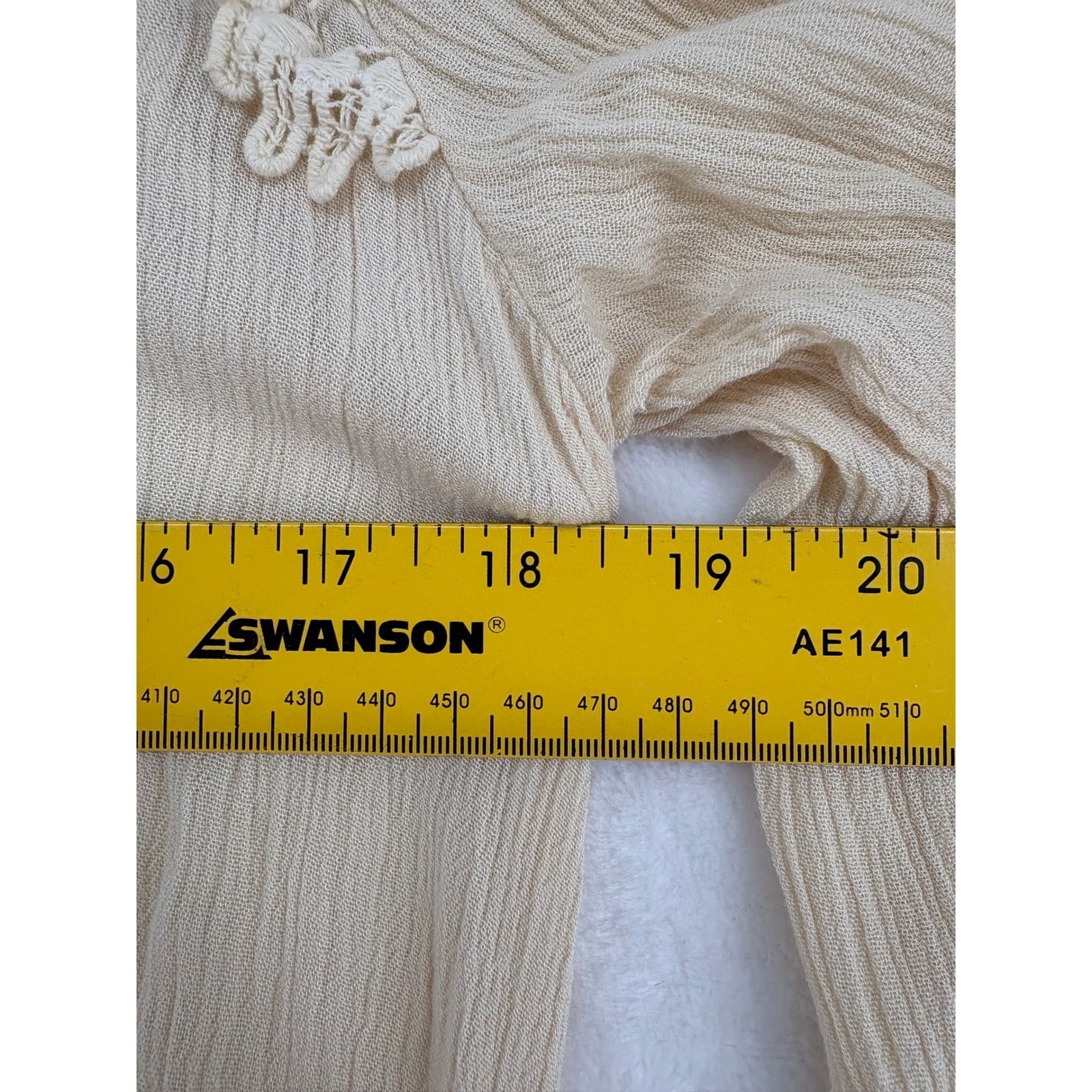 Chico's Blouse Womens 1 Medium Top Cream Lace Yoke 3/4 Sleeve Rayon Gauze - Thumbnail 4