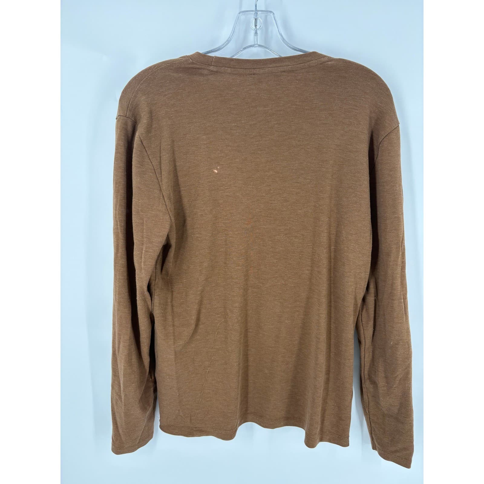Express Long Sleeve Crew Neck Pocket T Shirt Brown Size S - Thumbnail 3
