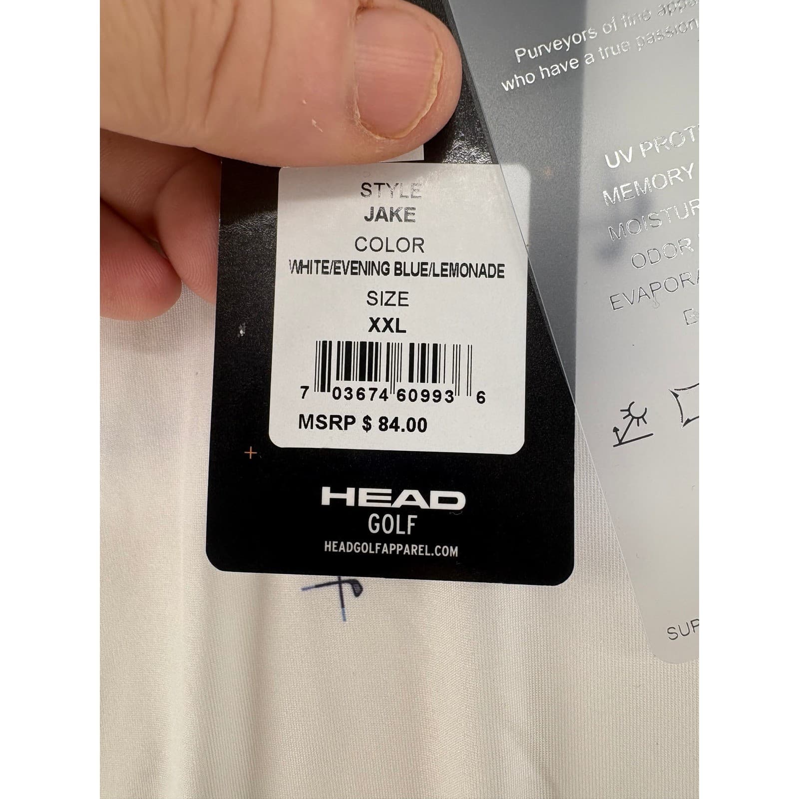 HEAD Golf Polo Mens XXL Shirt White Blue Yellow Jake Performance Stretch NWT - Thumbnail 5