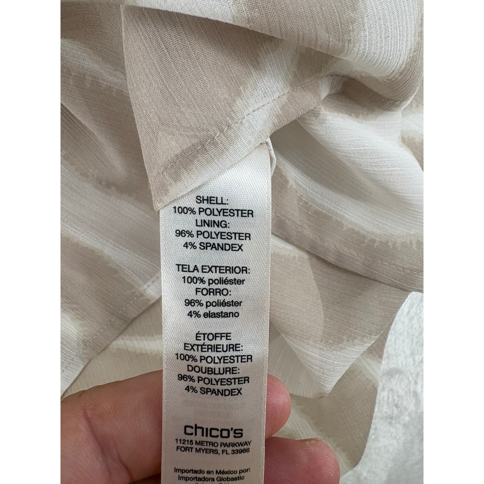 Chicos Poncho Blouse Womens 1 Top Tan White Zebra Print Sheer V-Neck Dolman 6261 - Thumbnail 4