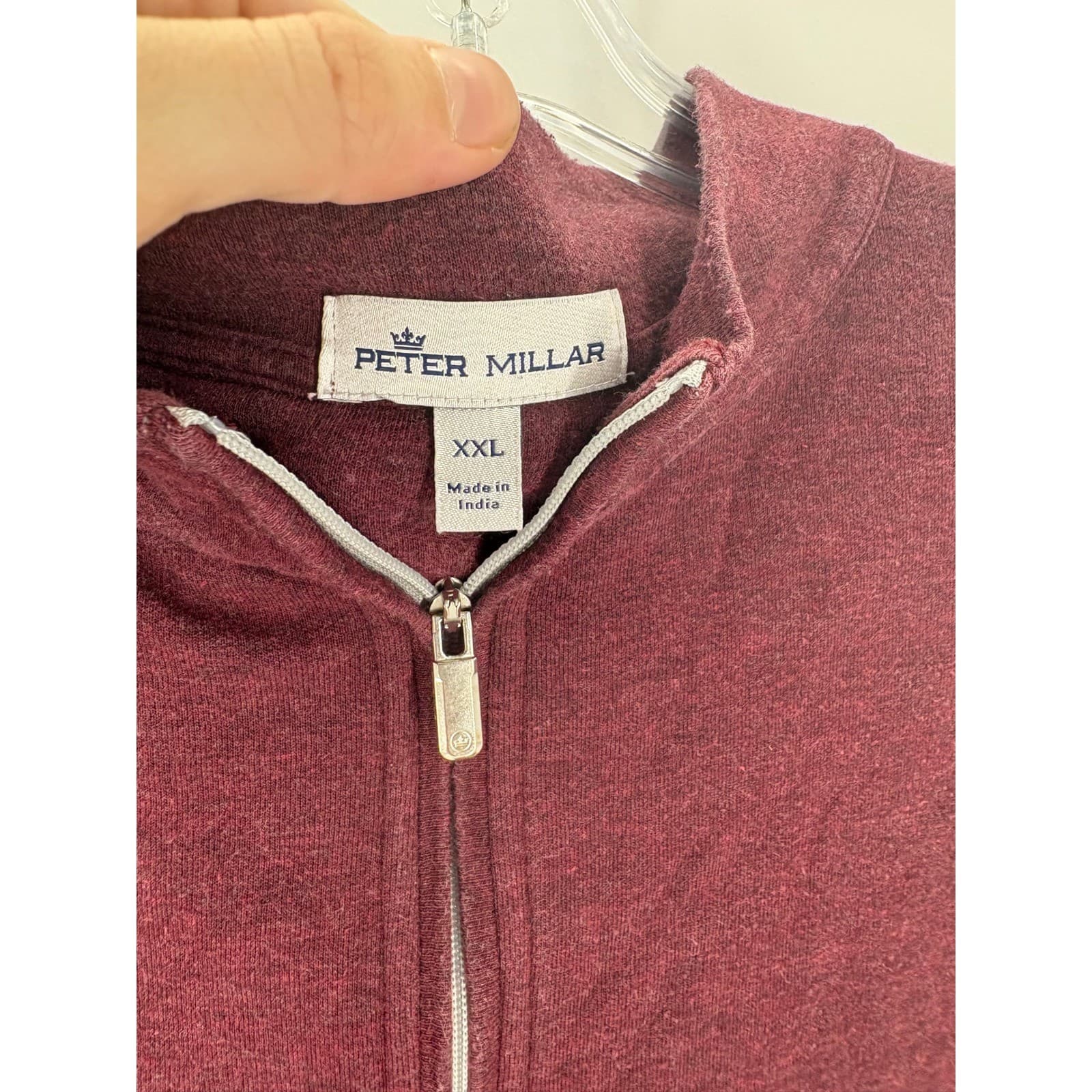 Peter Millar Mens Burgundy Quarter Zip Pullover Sweatshirt Size XXL Cotton Blend - Thumbnail 2