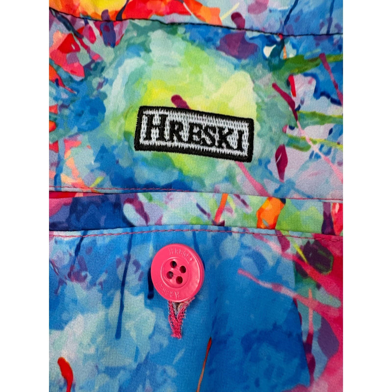 Hreski Golf Shorts Mens 40 Shorts Multi Color Paint Splatter Abstract Stretch - Thumbnail 5