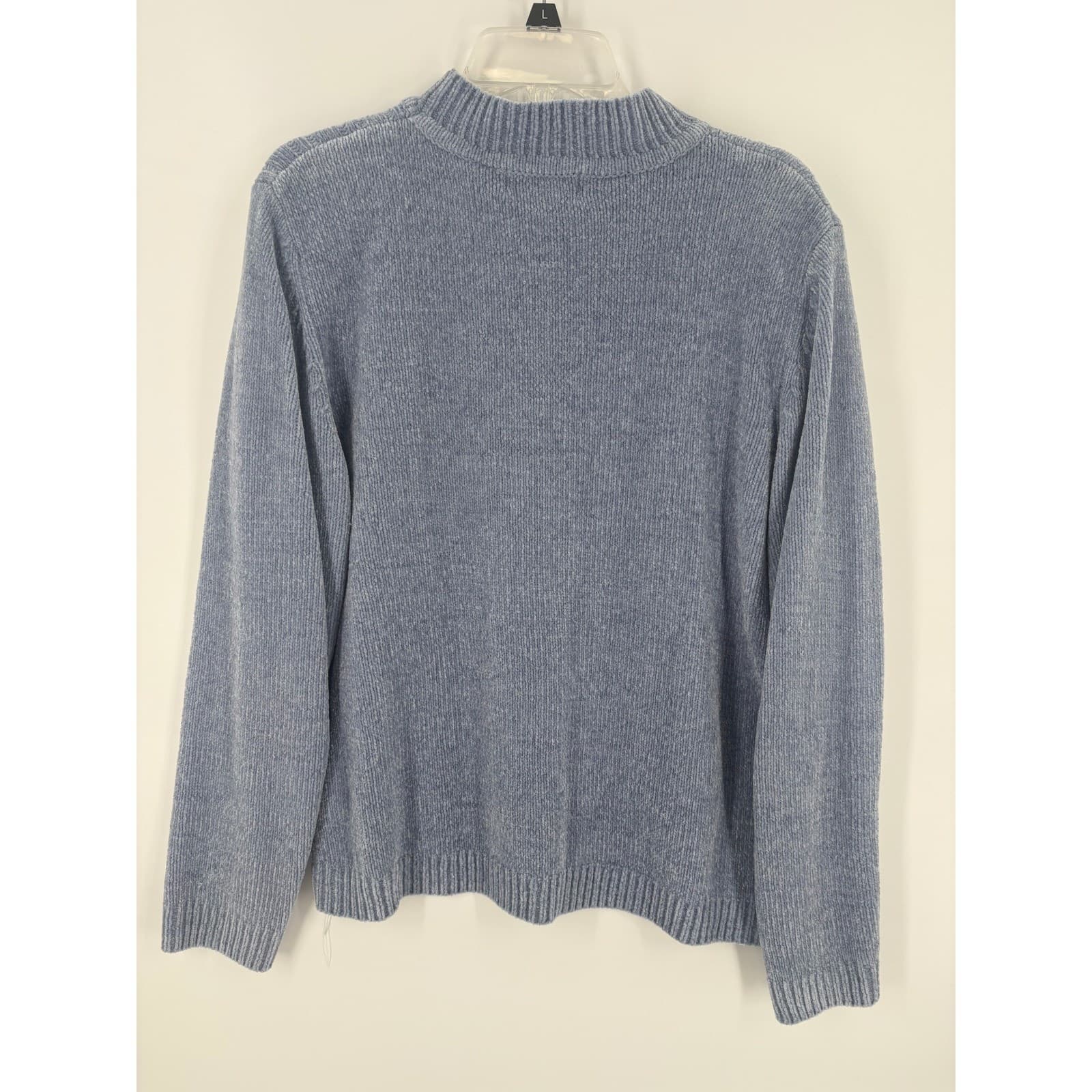 Alfred Dunner Women's Cable Knit Mock Neck Sweater Blue Large Warm - Thumbnail 2