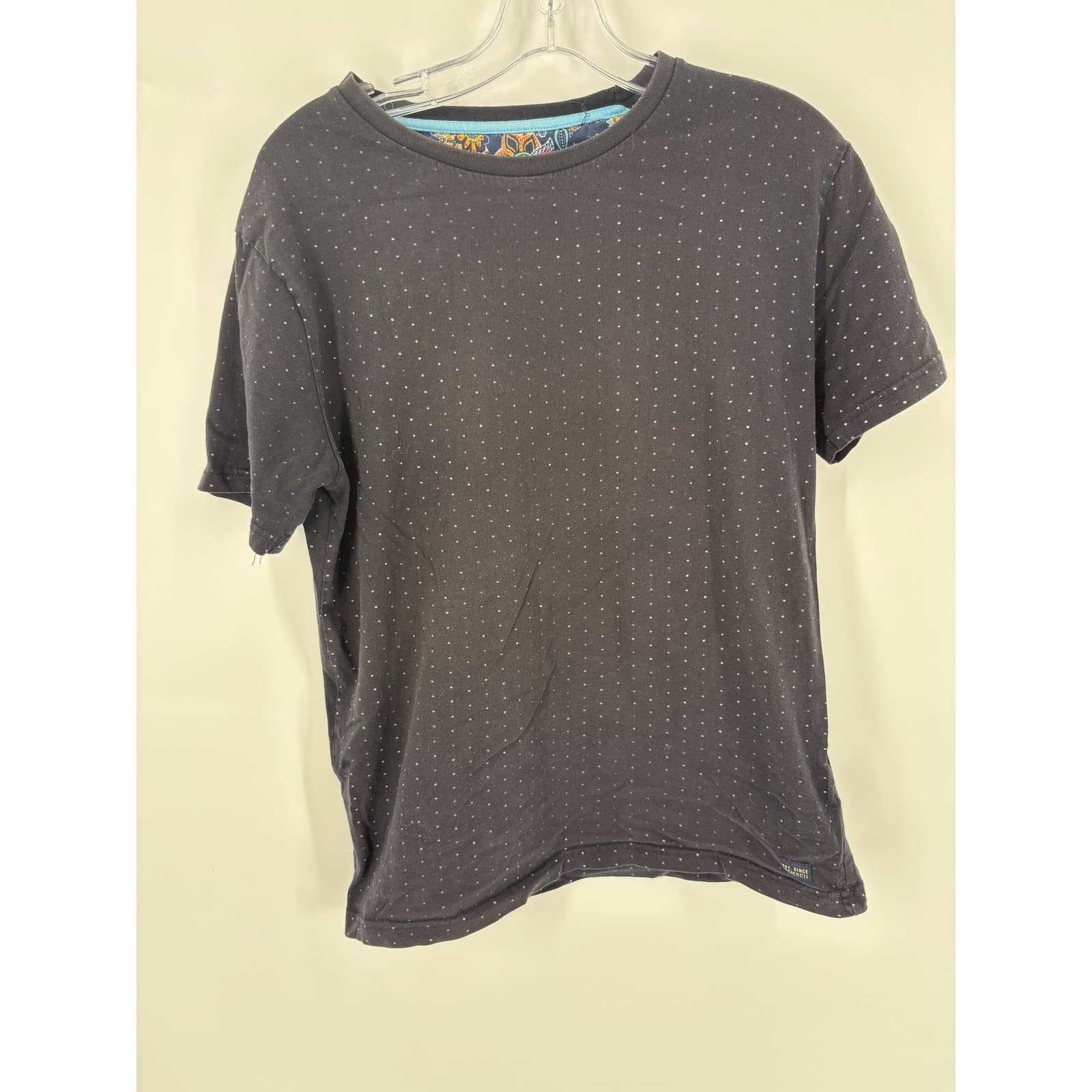Denim & Flower Ricky Singh Black Dotted V Neck T Shirt Mens Size M