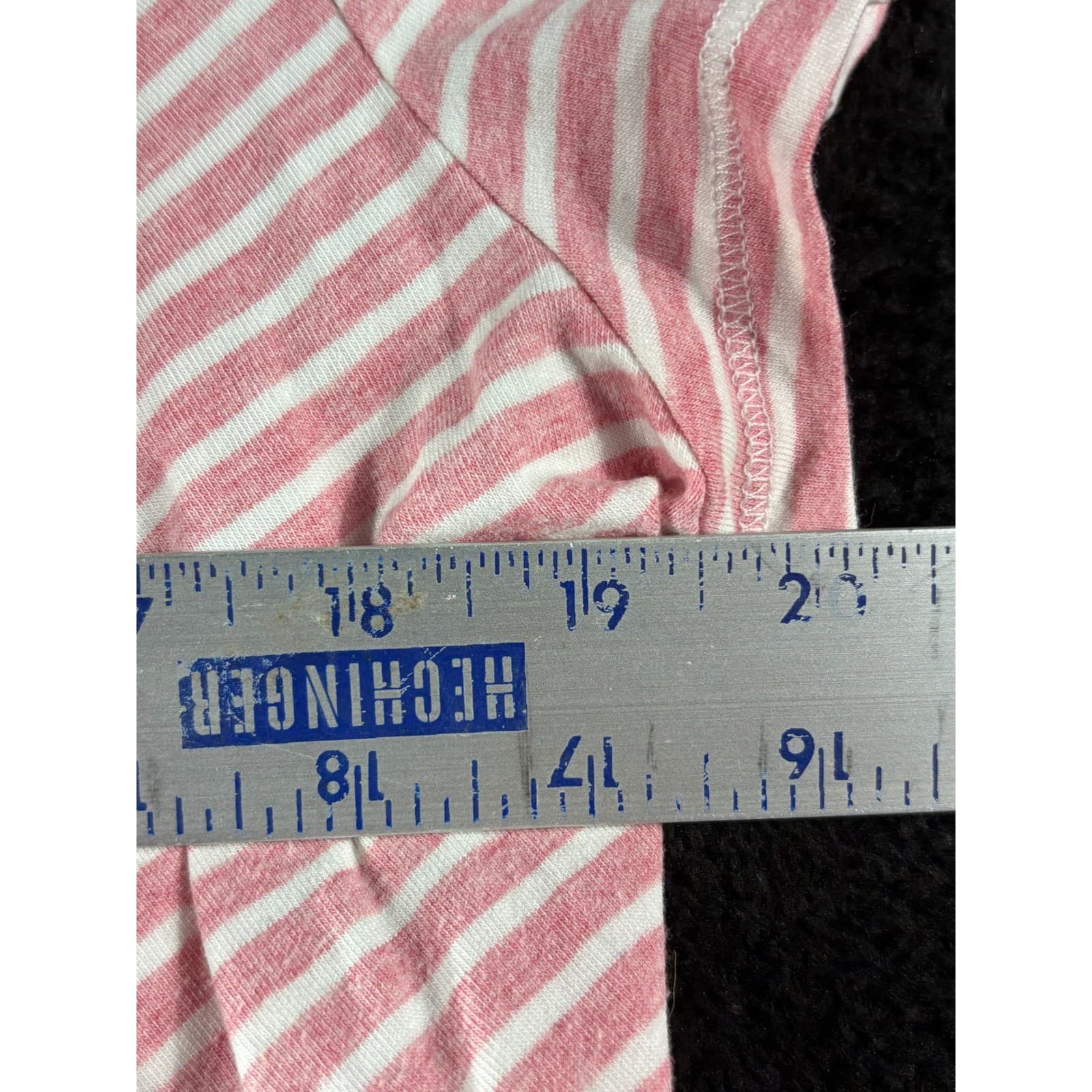 Weekends by Chico's Striped V-Neck Top Women's Size 3 Pink White Short Sleeve - Thumbnail 4