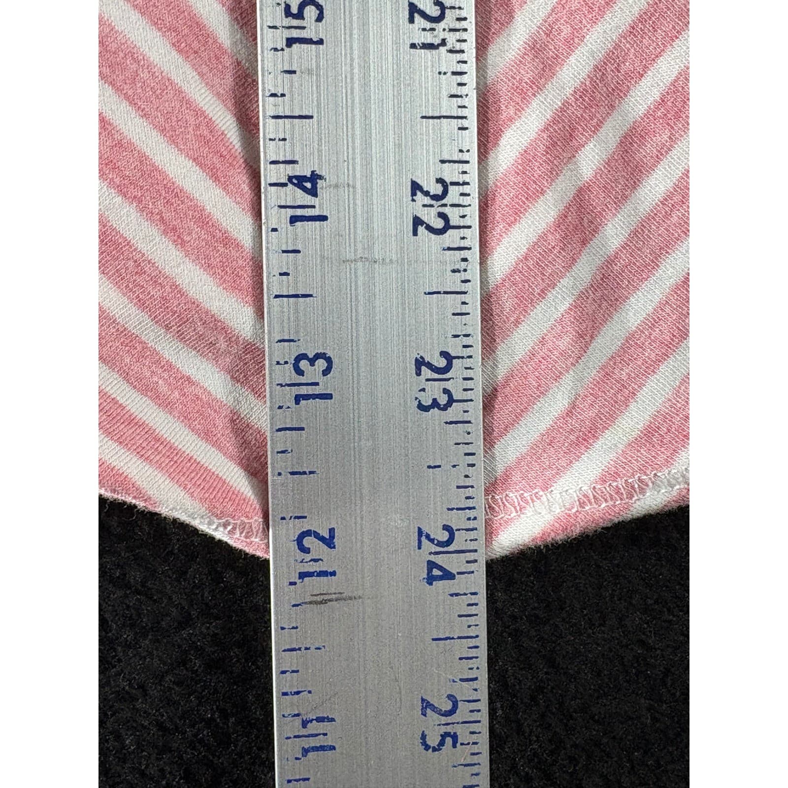 Weekends by Chico's Striped V-Neck Top Women's Size 3 Pink White Short Sleeve - Thumbnail 5