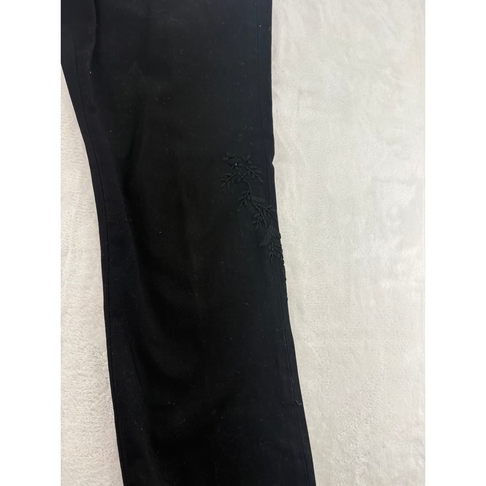 Lauren Ralph Lauren Jeans Womens 12 Straight Leg Black Embroidered Floral Denim - Thumbnail 8