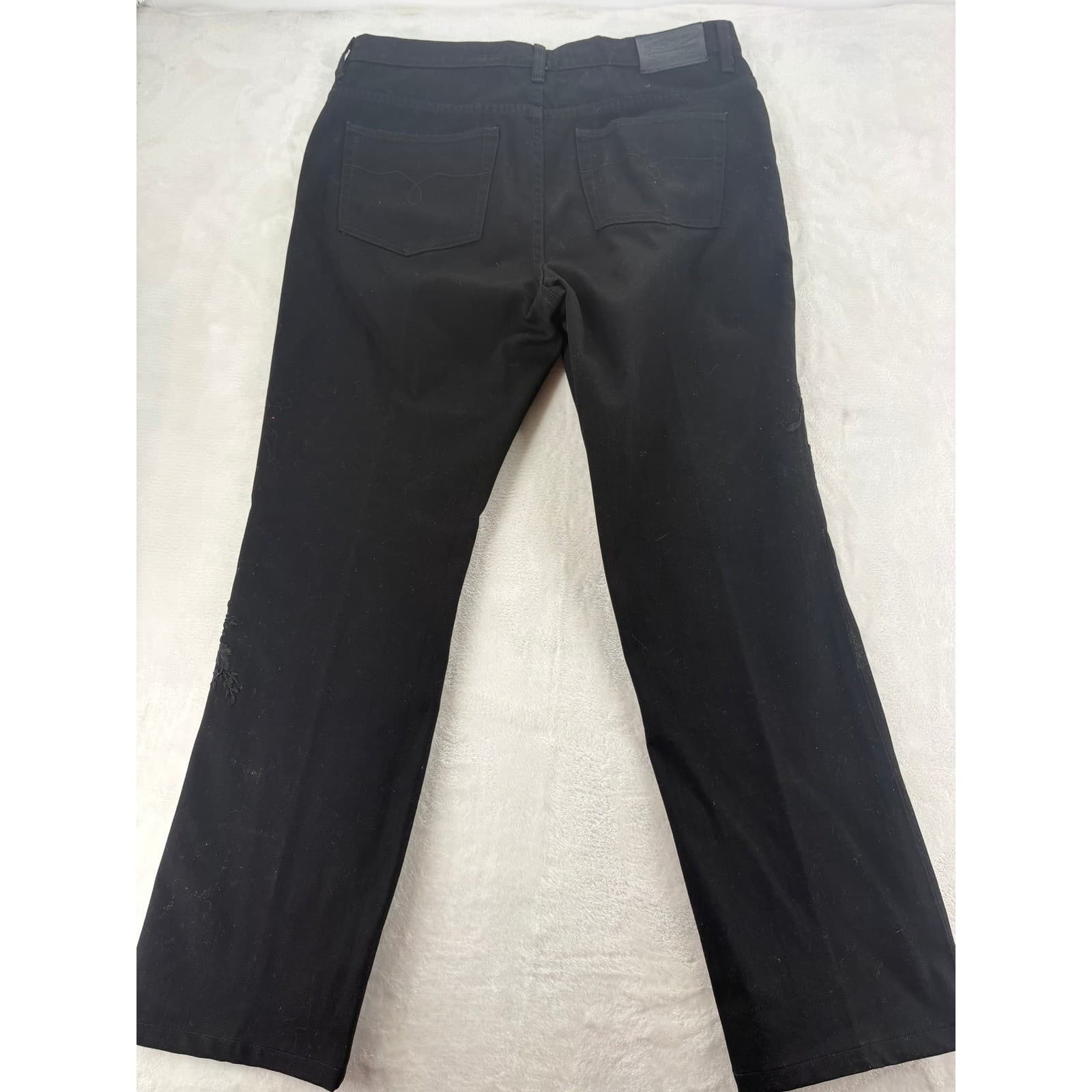 Lauren Ralph Lauren Jeans Womens 12 Straight Leg Black Embroidered Floral Denim - Thumbnail 9