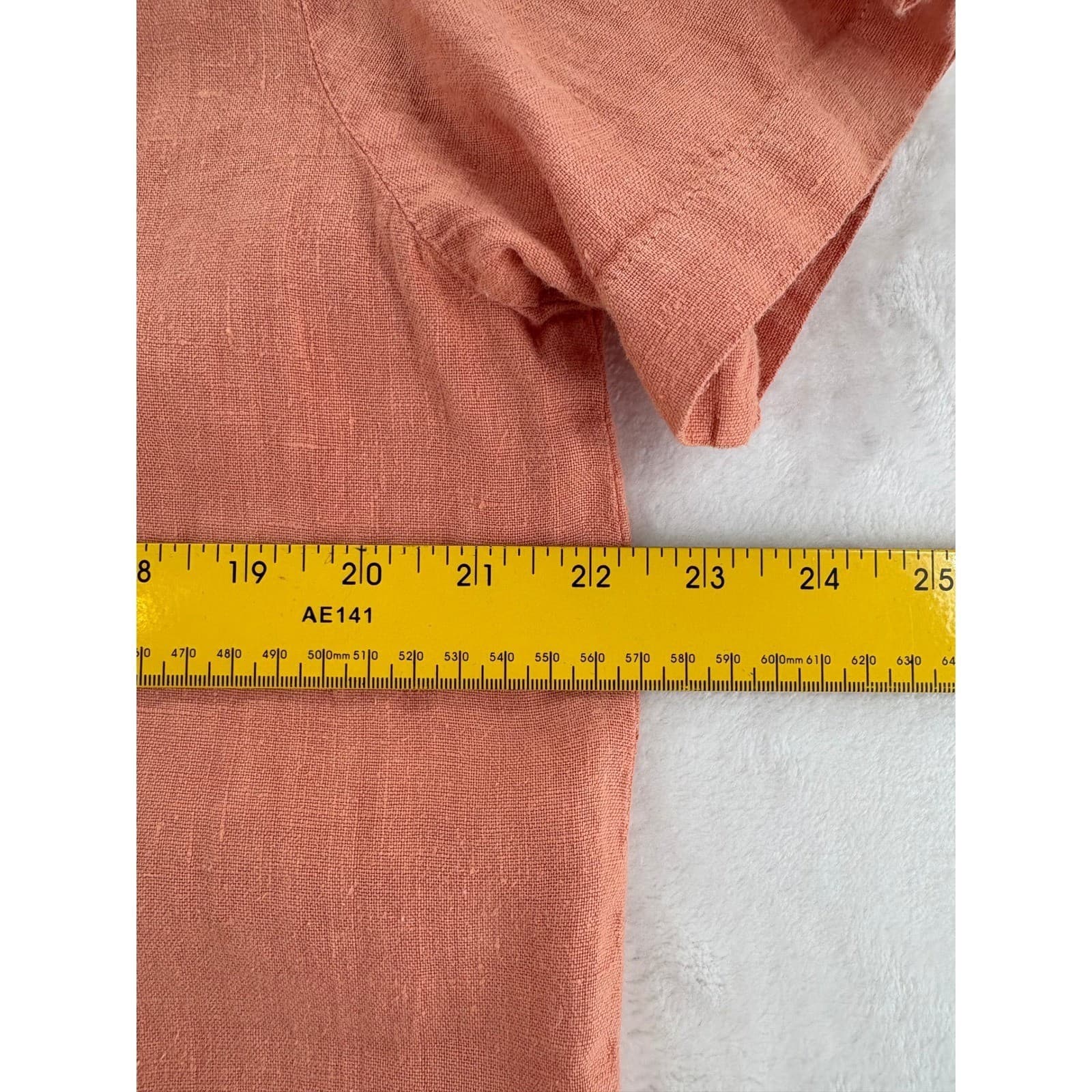 Hot Cotton Pant Set Womens L 2 Piece Shirt Pants Coral Peach Cotton AE141 - Thumbnail 3