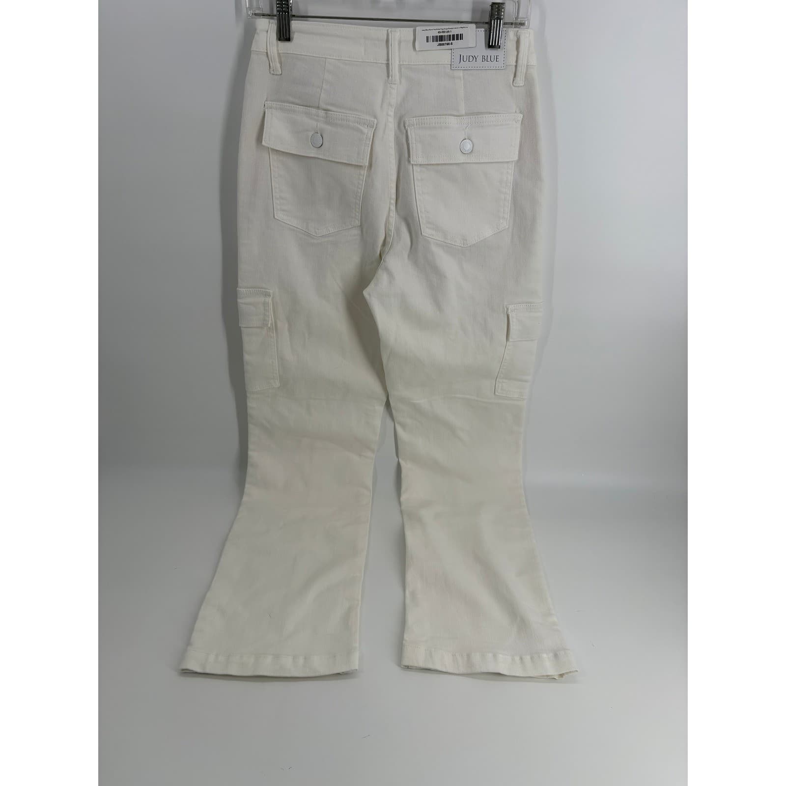 Judy Blue Los Angeles White High Waist Flare Leg Cargo Jeans Size 5/27 NWT - Thumbnail 3