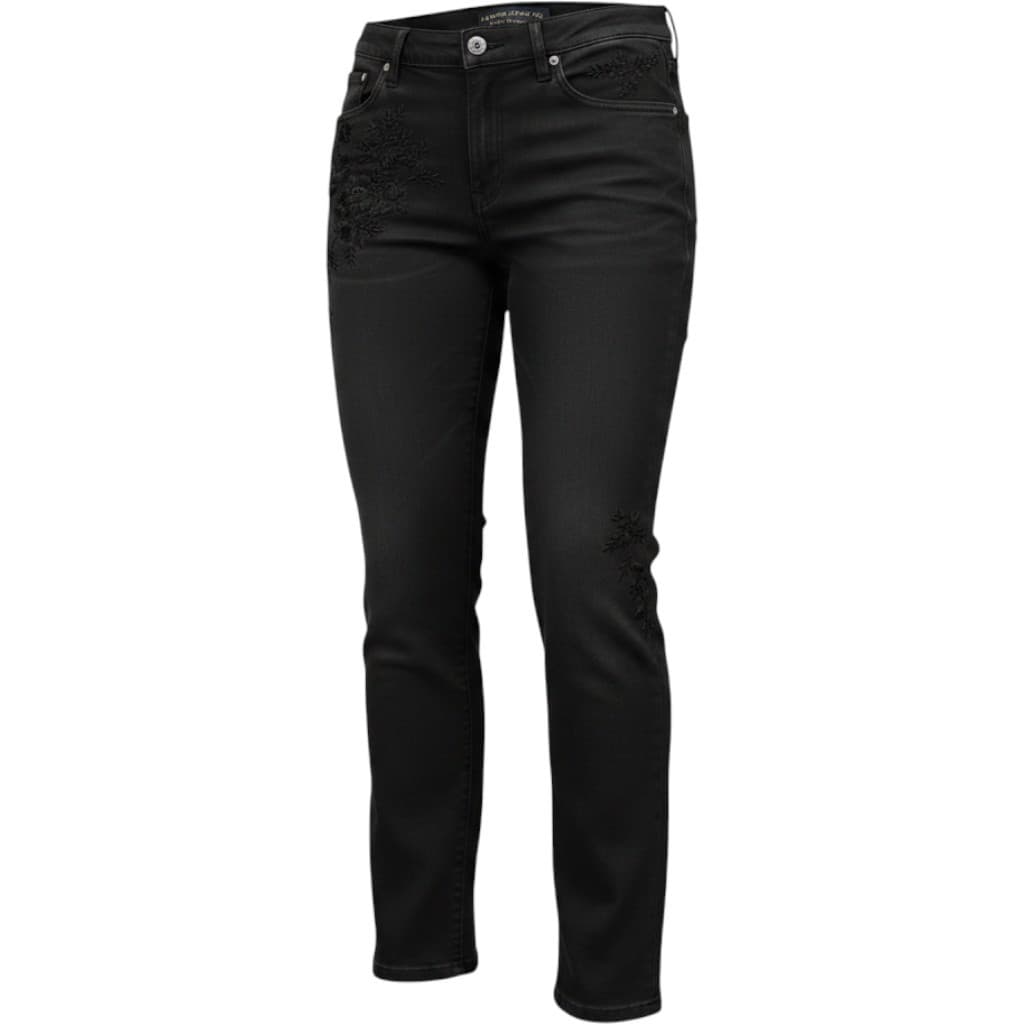 Lauren Ralph Lauren Jeans Womens 12 Straight Leg Black Embroidered Floral Denim