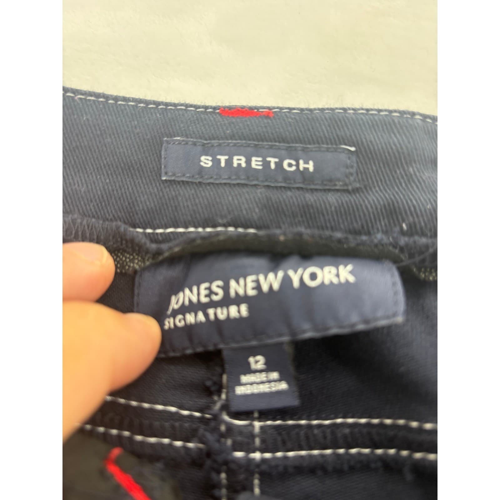 Jones New York Pants Womens 12 Cropped Navy Blue Stretch Lace Up Hem 9209 - Thumbnail 2