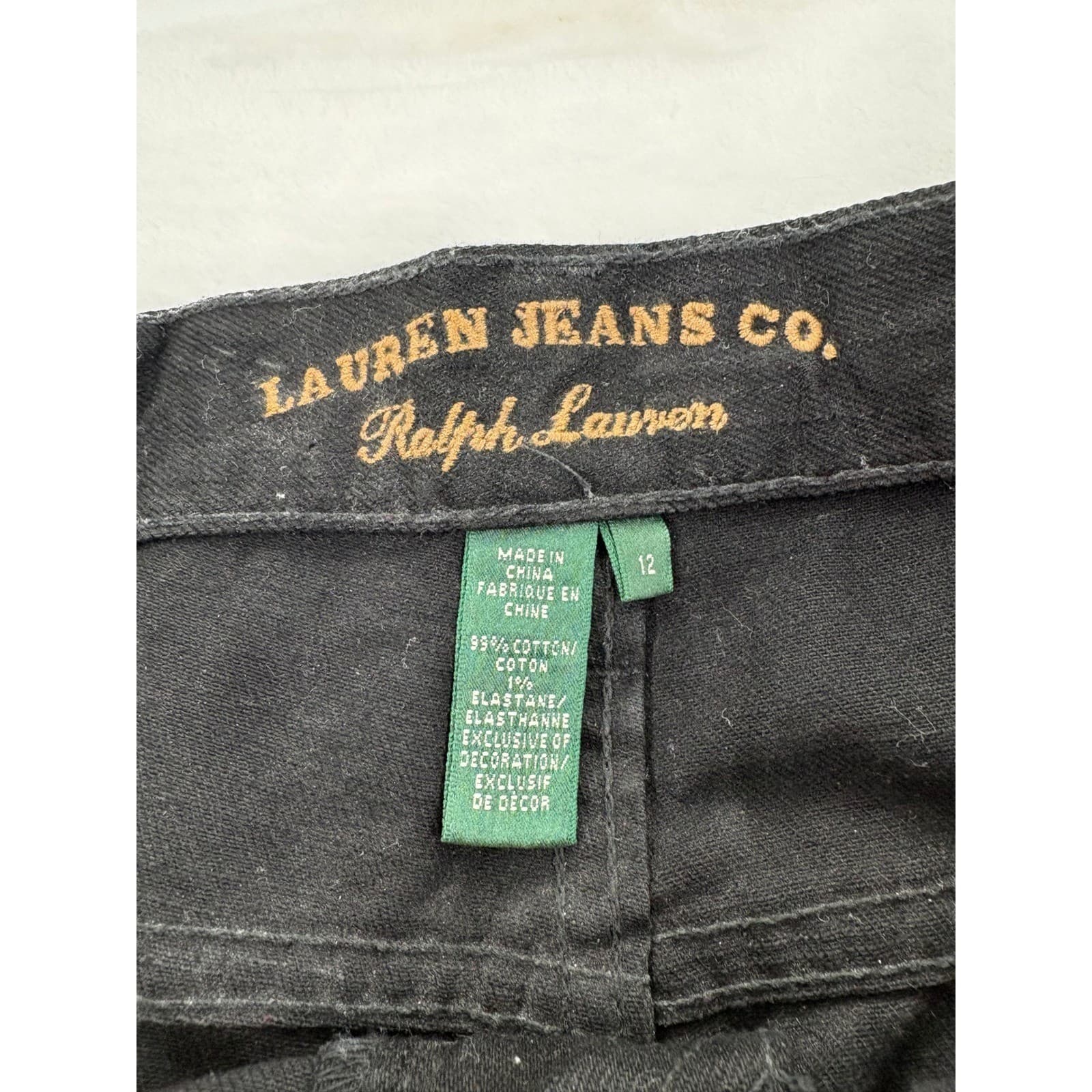 Lauren Ralph Lauren Jeans Womens 12 Straight Leg Black Embroidered Floral Denim - Thumbnail 3