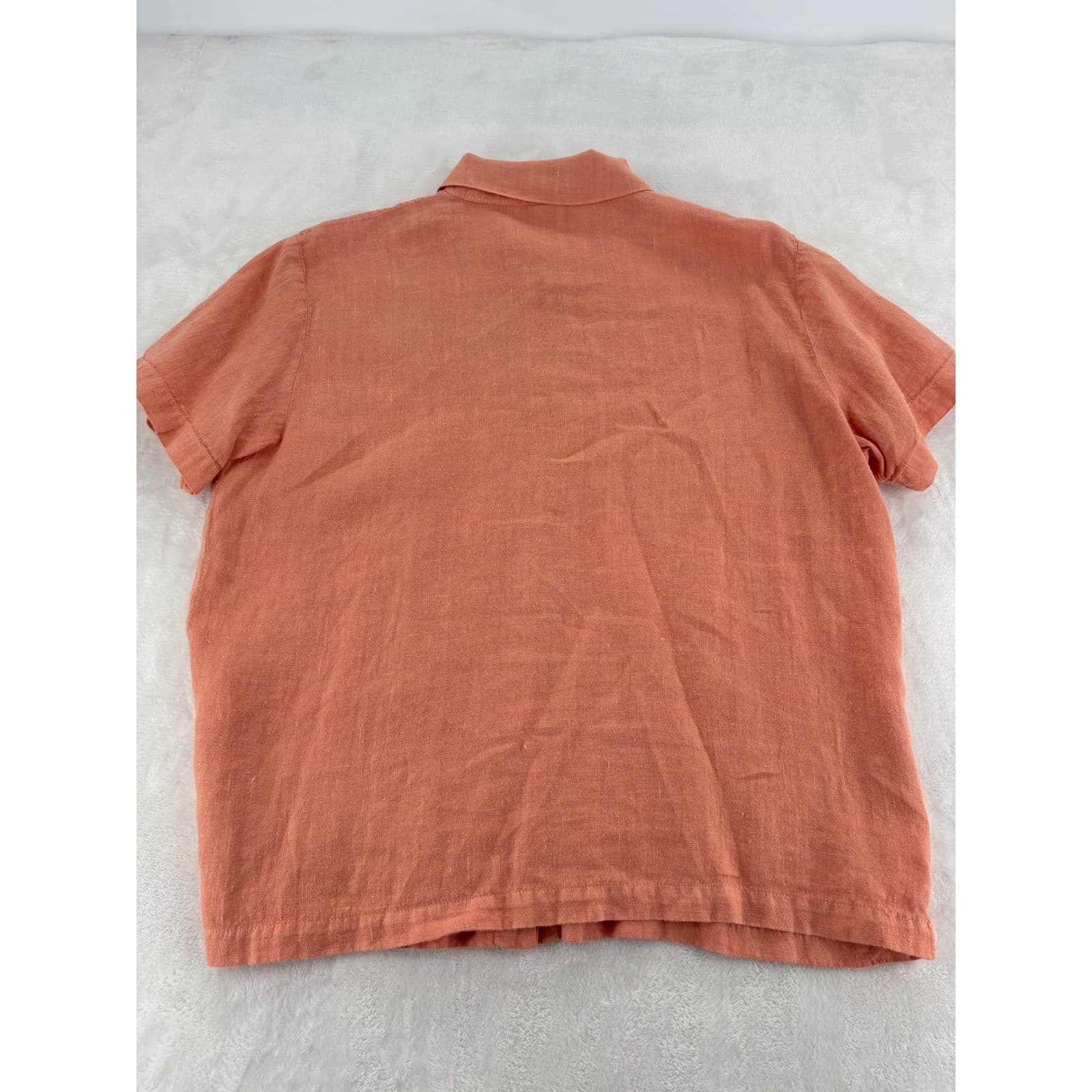 Hot Cotton Pant Set Womens L 2 Piece Shirt Pants Coral Peach Cotton AE141 - Thumbnail 5