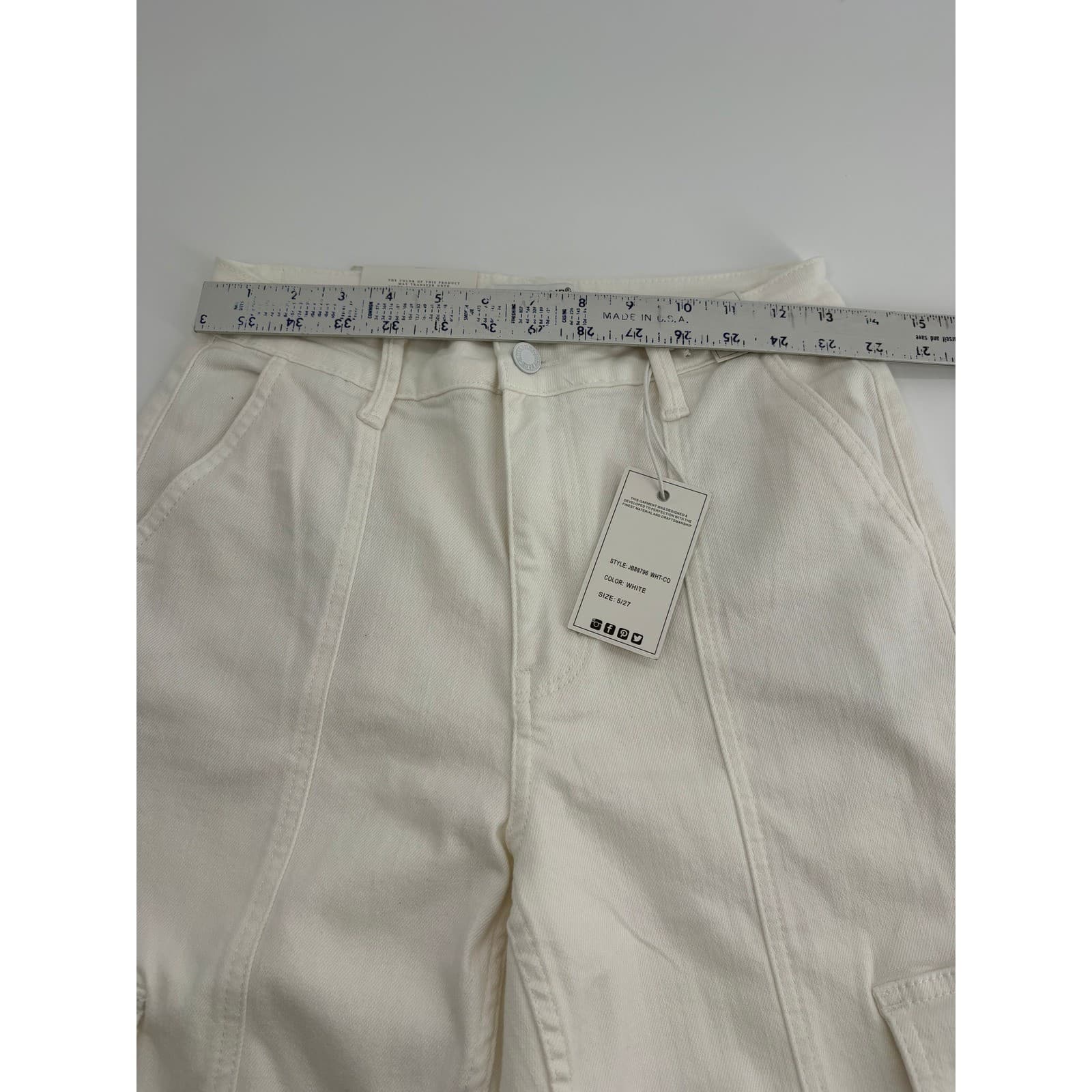 Judy Blue Los Angeles White High Waist Flare Leg Cargo Jeans Size 5/27 NWT - Thumbnail 7