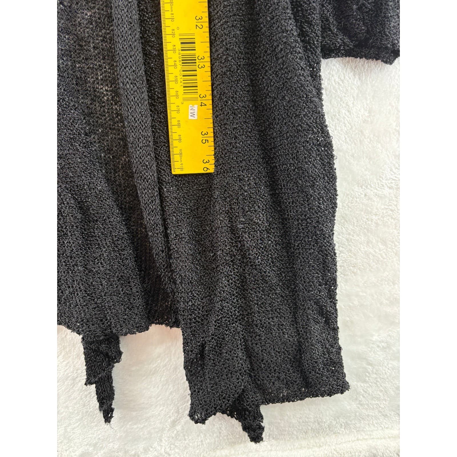 Laura Ashley Cardigan Womens M Sweater Black Open Front Longline Rayon Knit - Thumbnail 4