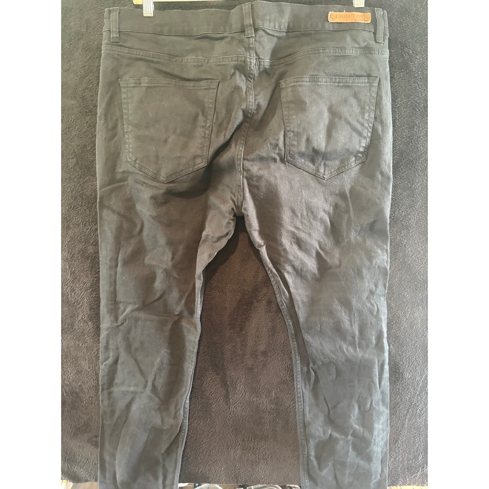Evolution In Design Jeans Mens 42x33 Black Denim Straight Leg Pants 42 - Thumbnail 7