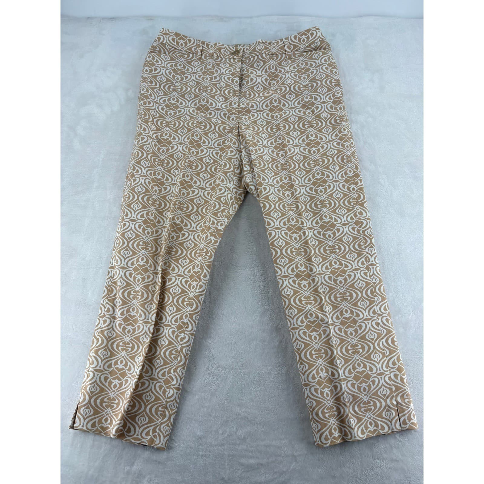 Jones New York Signature Pant Set Womens 12 2pc Tan Embellished Top Pants - Thumbnail 7