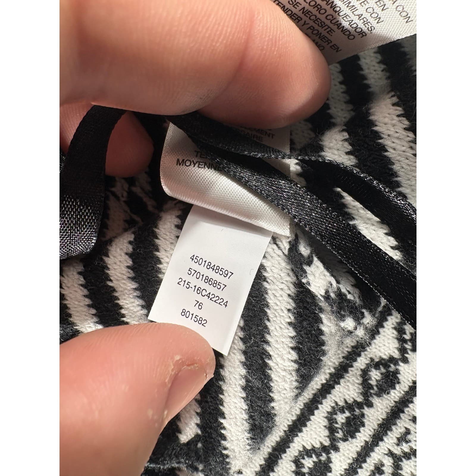 Chico's Women's Black & White Striped Fringe Open Front Cardigan Size 2 - Thumbnail 4