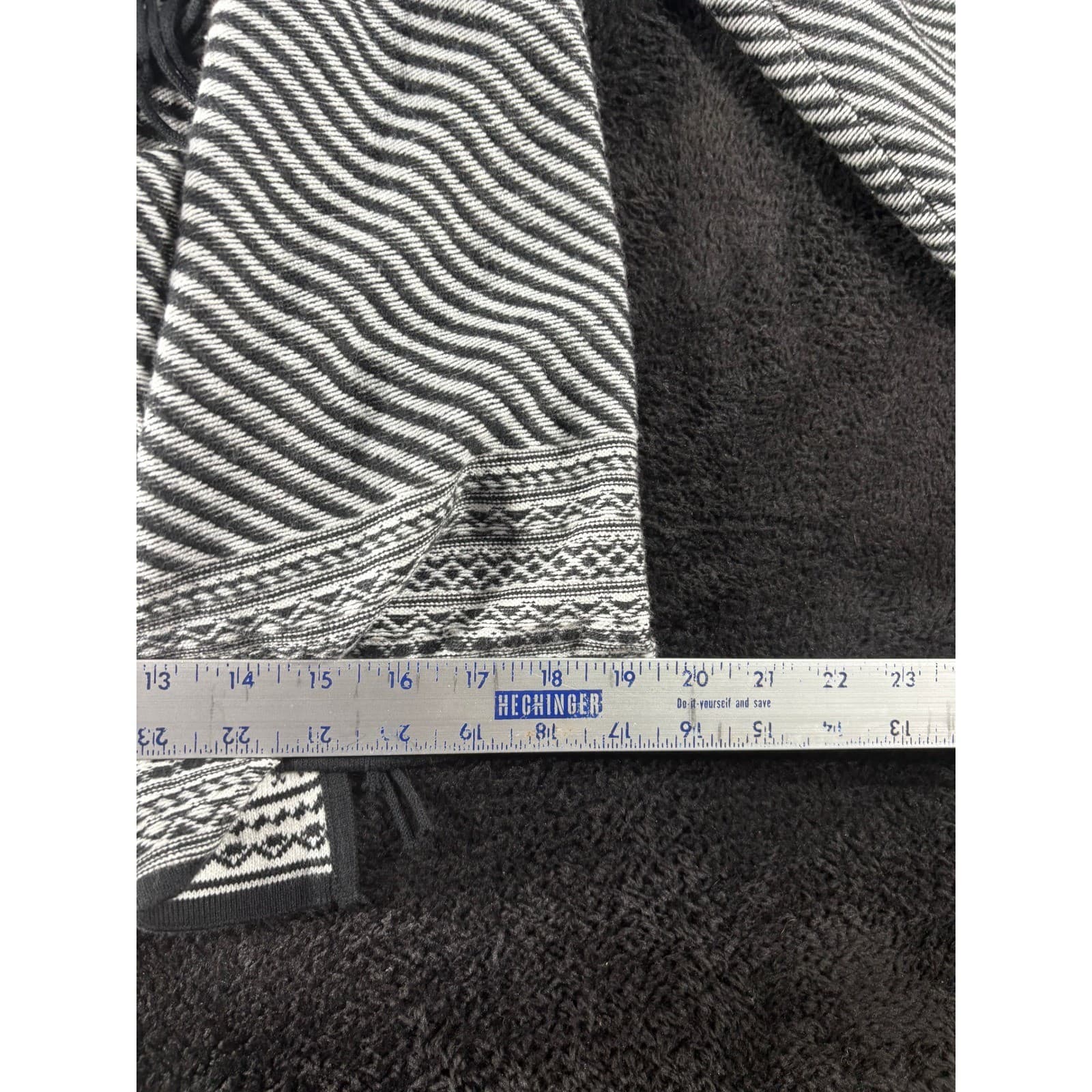 Chico's Women's Black & White Striped Fringe Open Front Cardigan Size 2 - Thumbnail 9