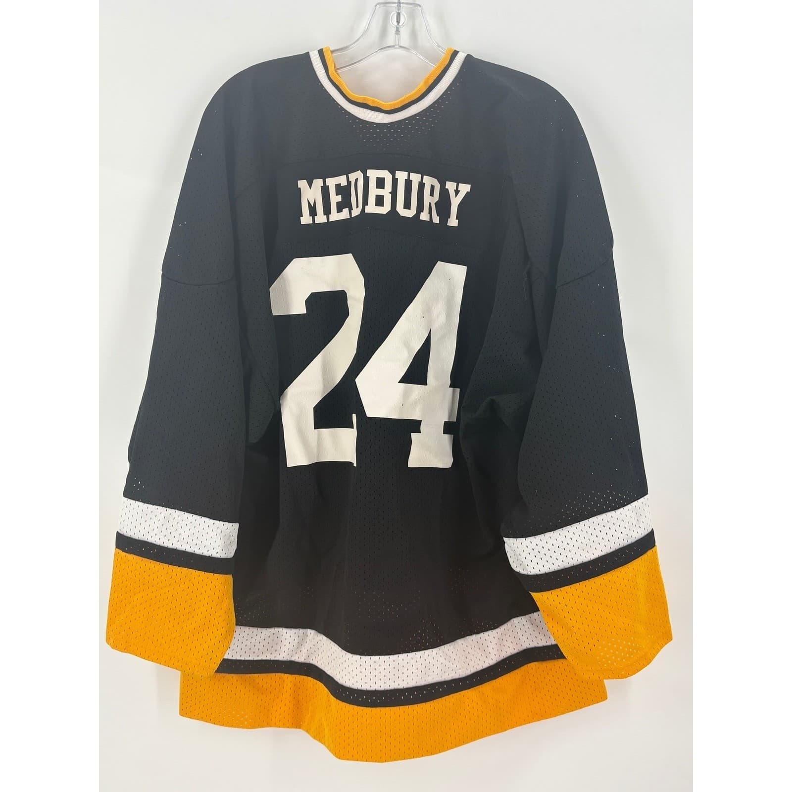 Muskegon Chiefs Hockey Jersey Black Yellow Men's XL Medbury 24 Athletic Made USA - Thumbnail 4