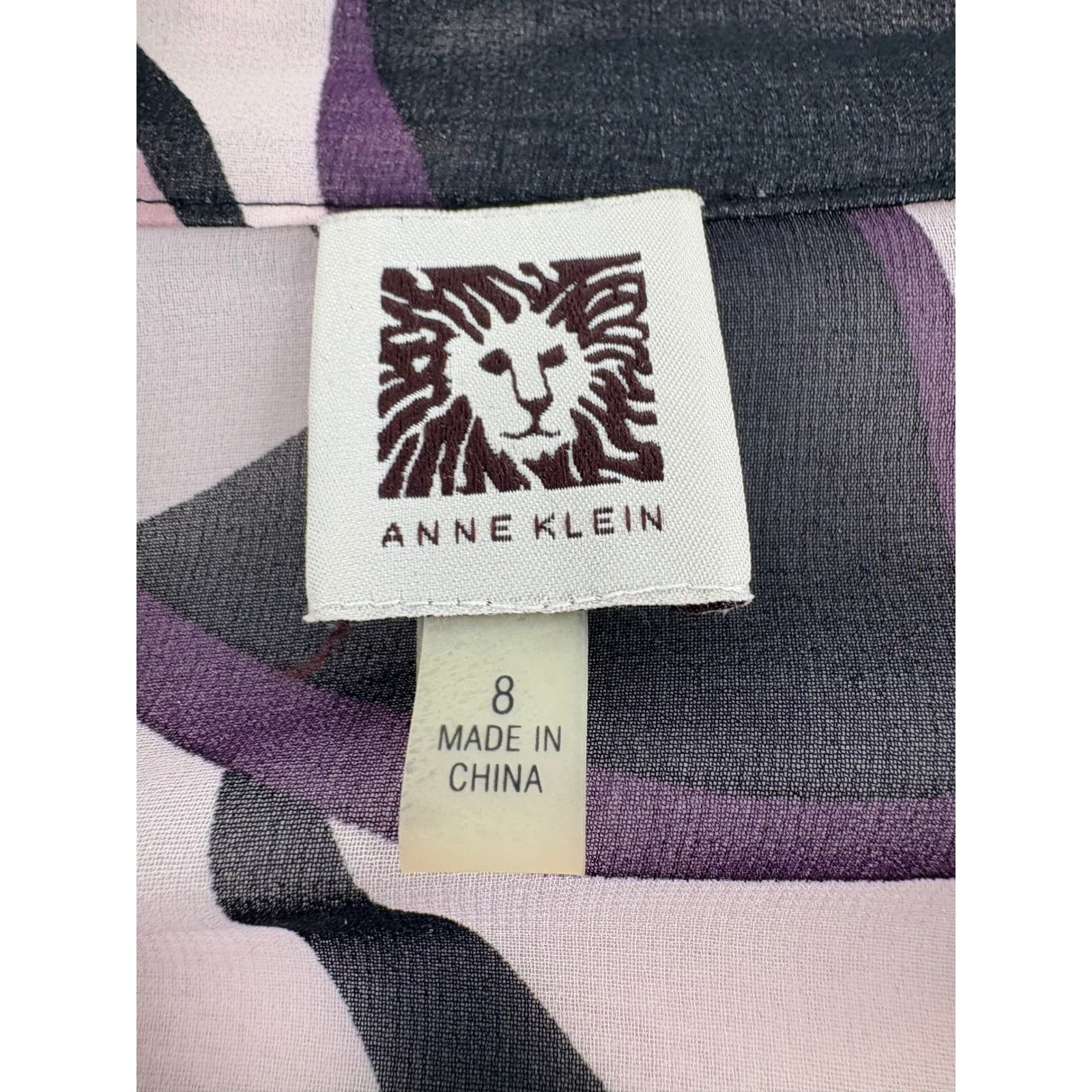 Anne Klein Cardigan Womens 8 Kimono Purple Geometric Sheer Open Front Layer A3 - Thumbnail 2