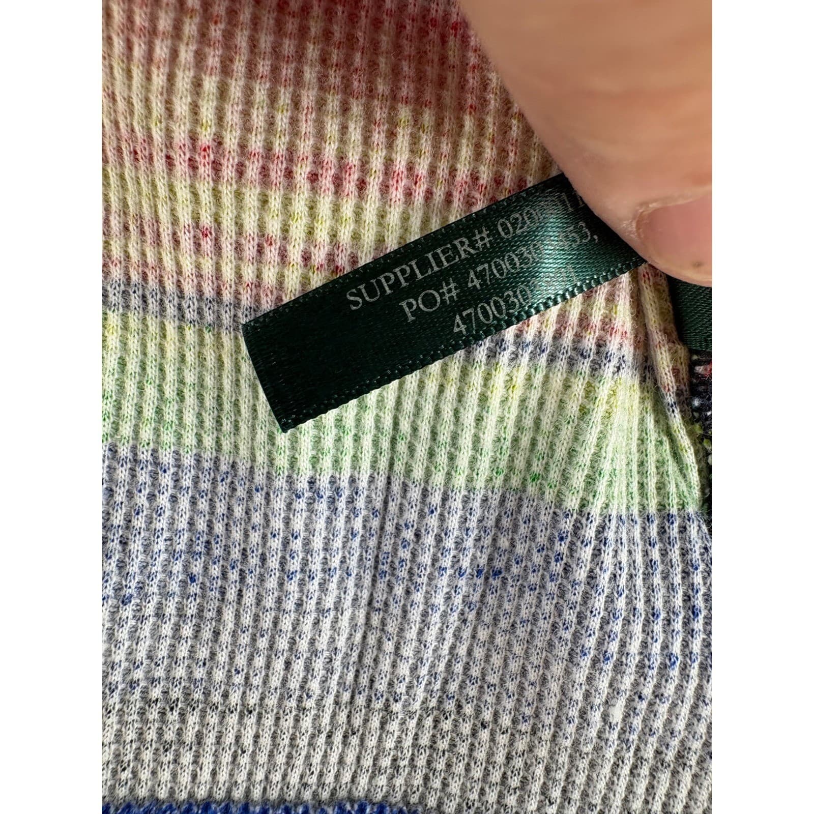 Lauren Active Ralph Lauren Pullover Womens L 1/4 Zip Rainbow Stripe Waffle Knit - Thumbnail 7