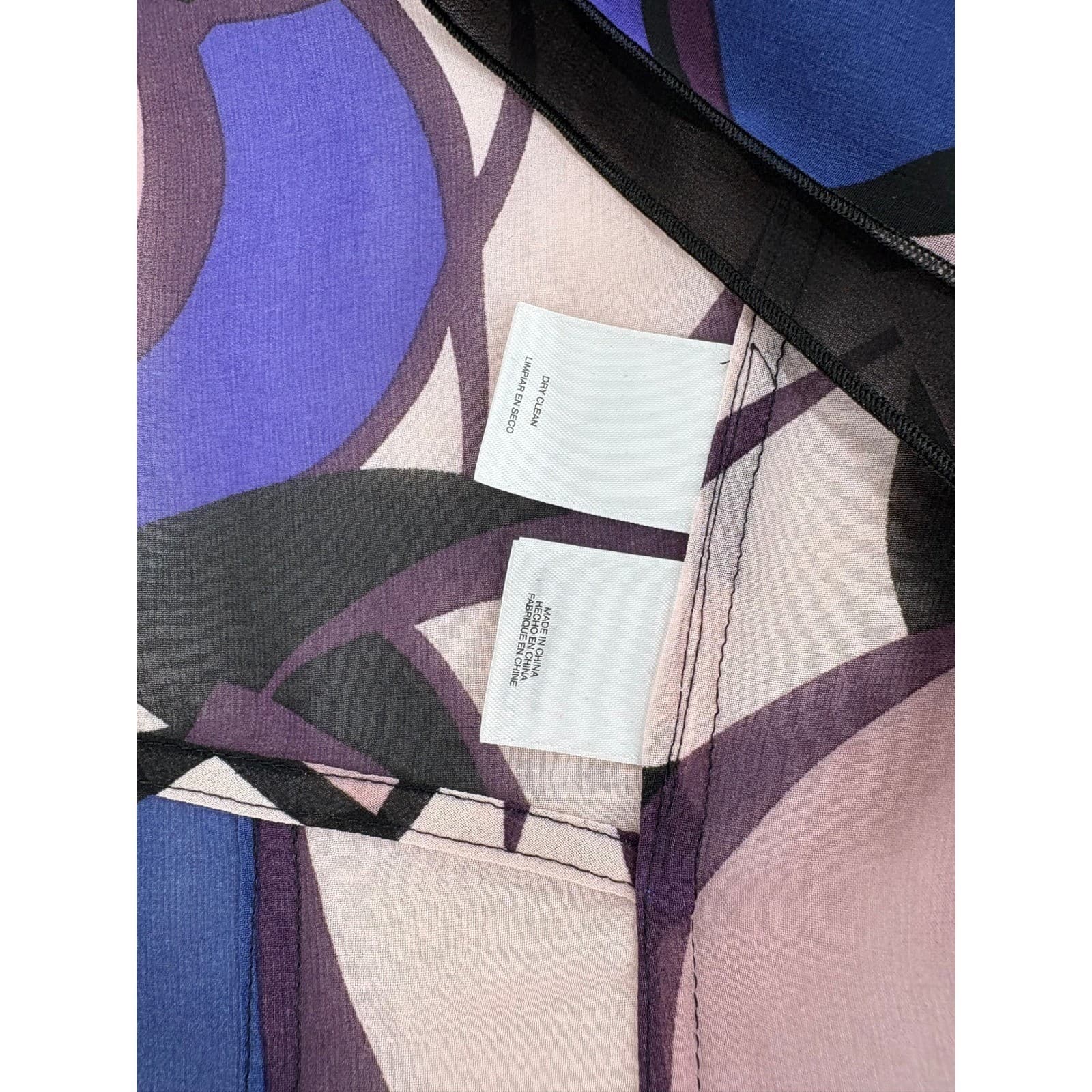 Anne Klein Cardigan Womens 8 Kimono Purple Geometric Sheer Open Front Layer A3 - Thumbnail 4