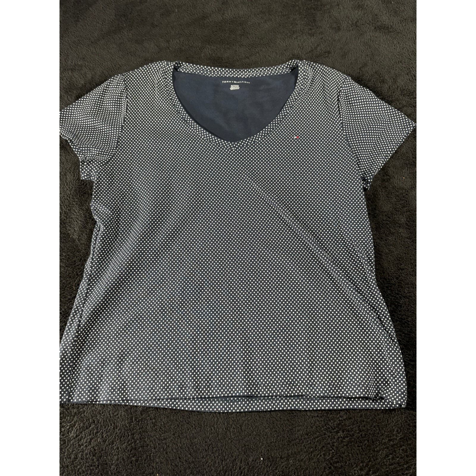 Tommy Hilfiger Women's XL Polka Dot V Neck Short Sleeve T-Shirt