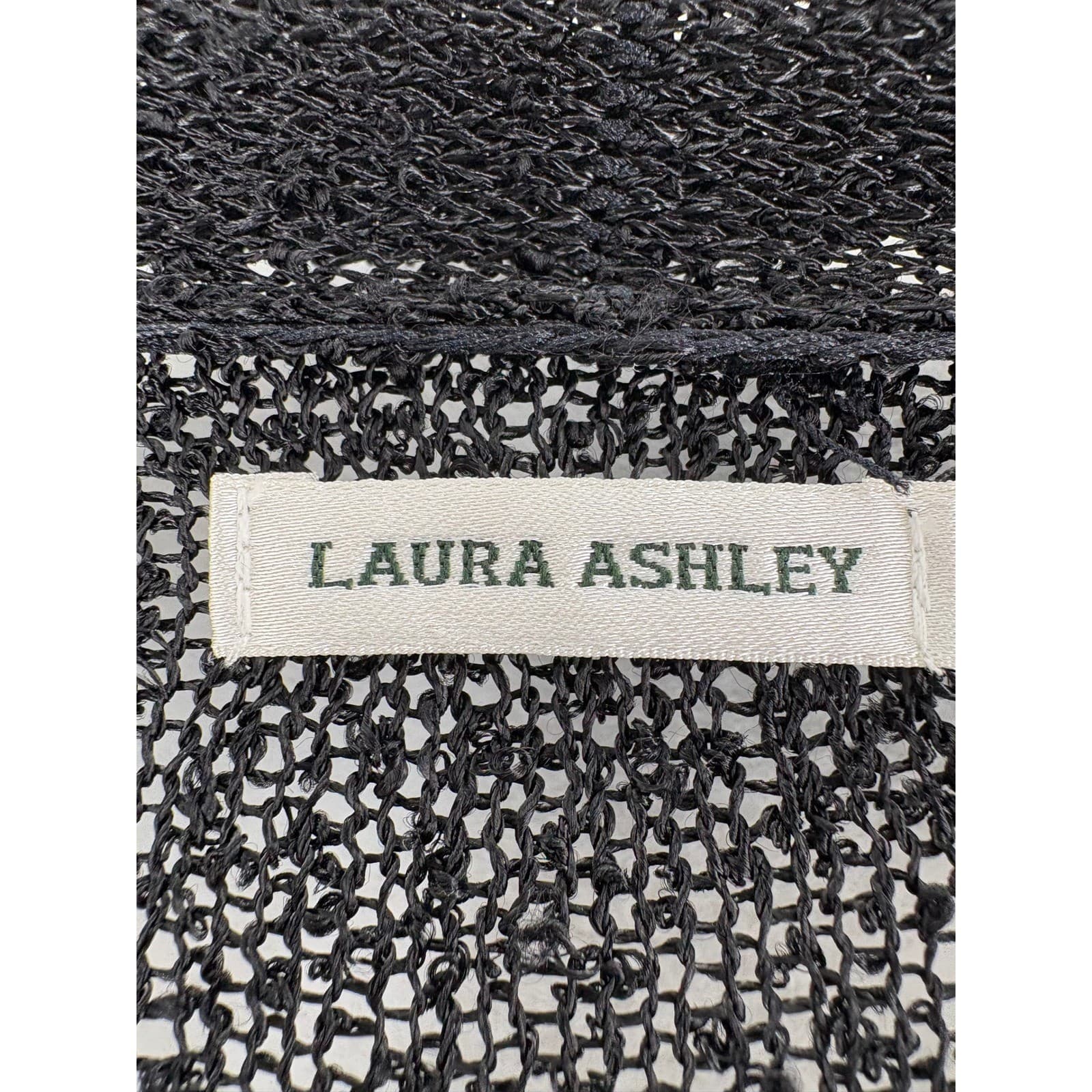 Laura Ashley Cardigan Womens M Sweater Black Open Front Longline Rayon Knit - Thumbnail 2